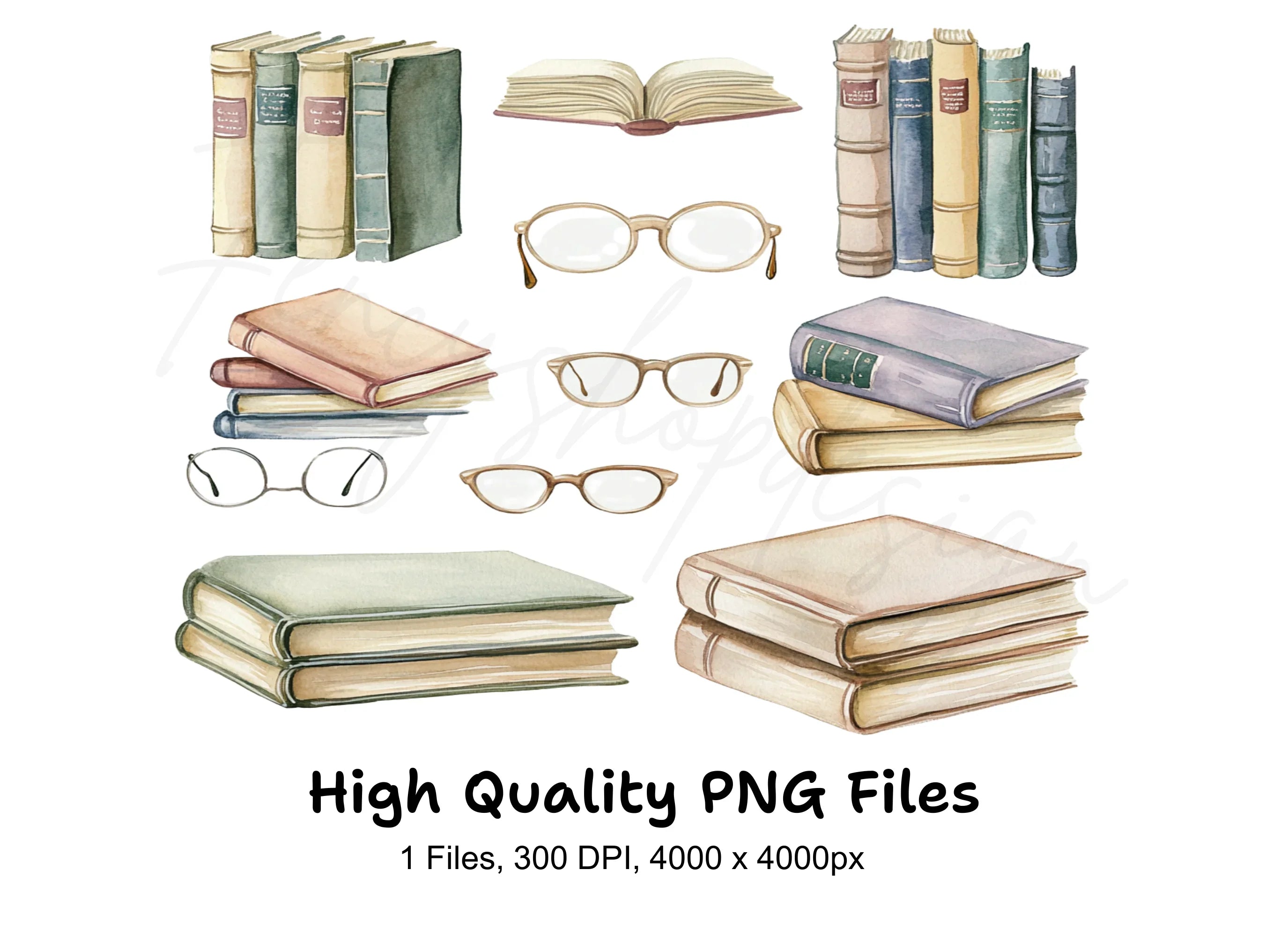 Books and Glasses Clipart Bundle