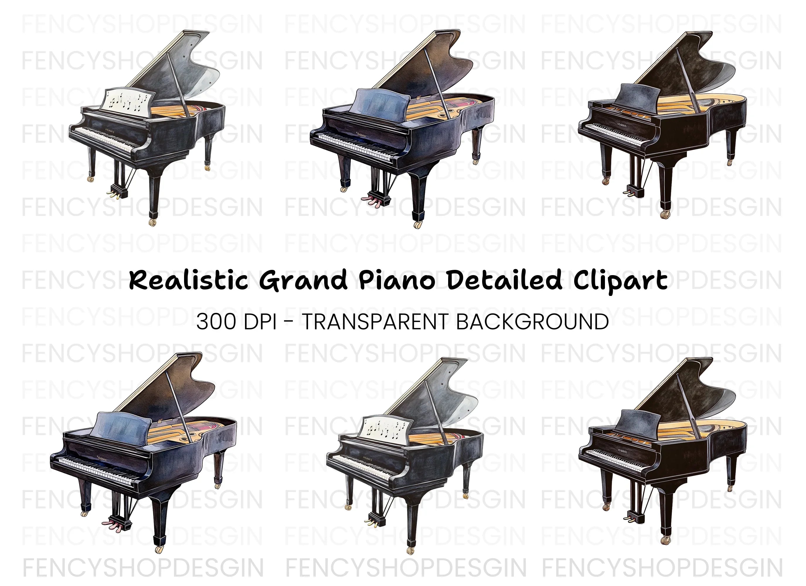 Elegant Grand Piano Clipart Bundle