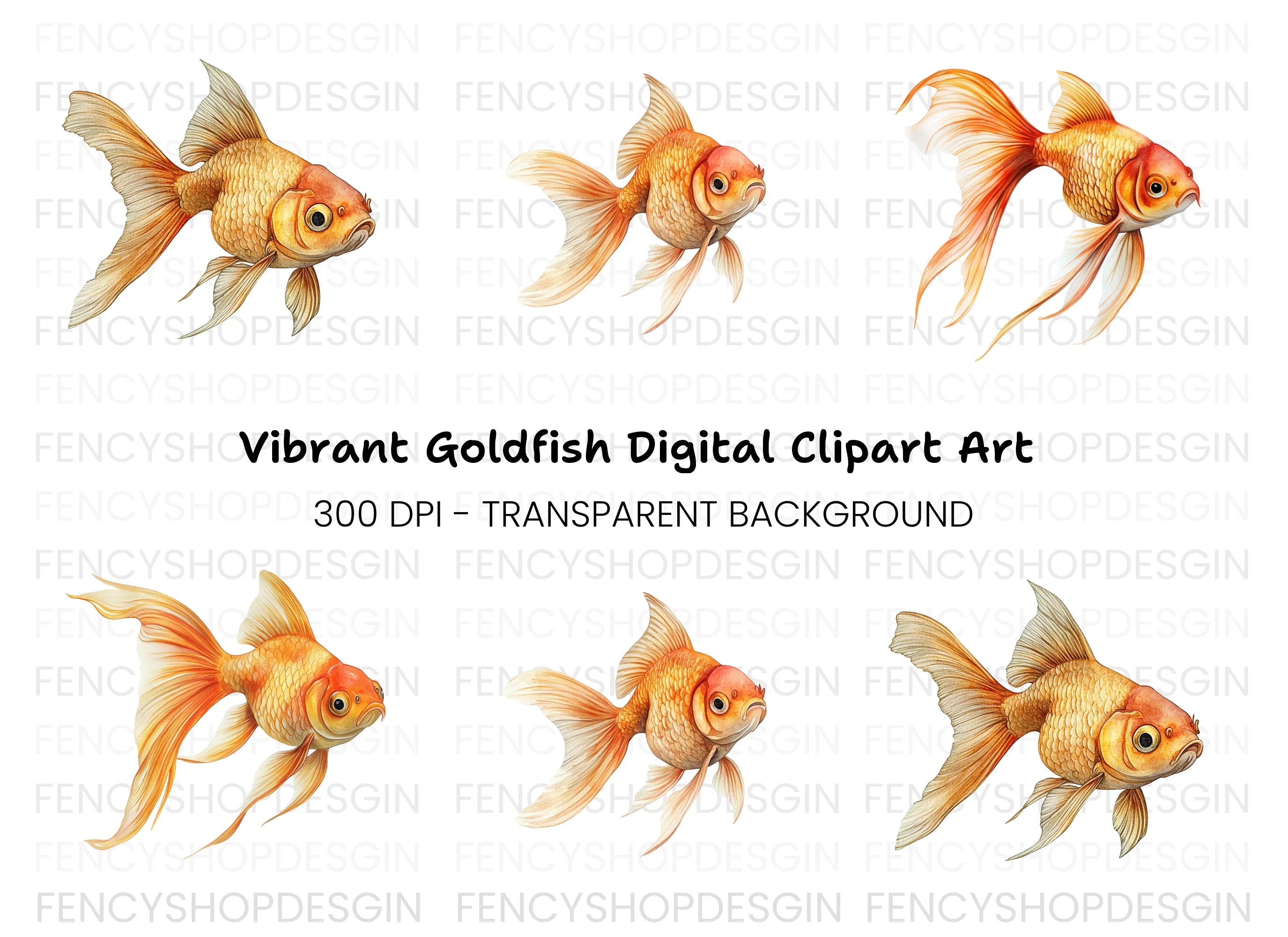 Elegant Goldfish Clipart Bundle