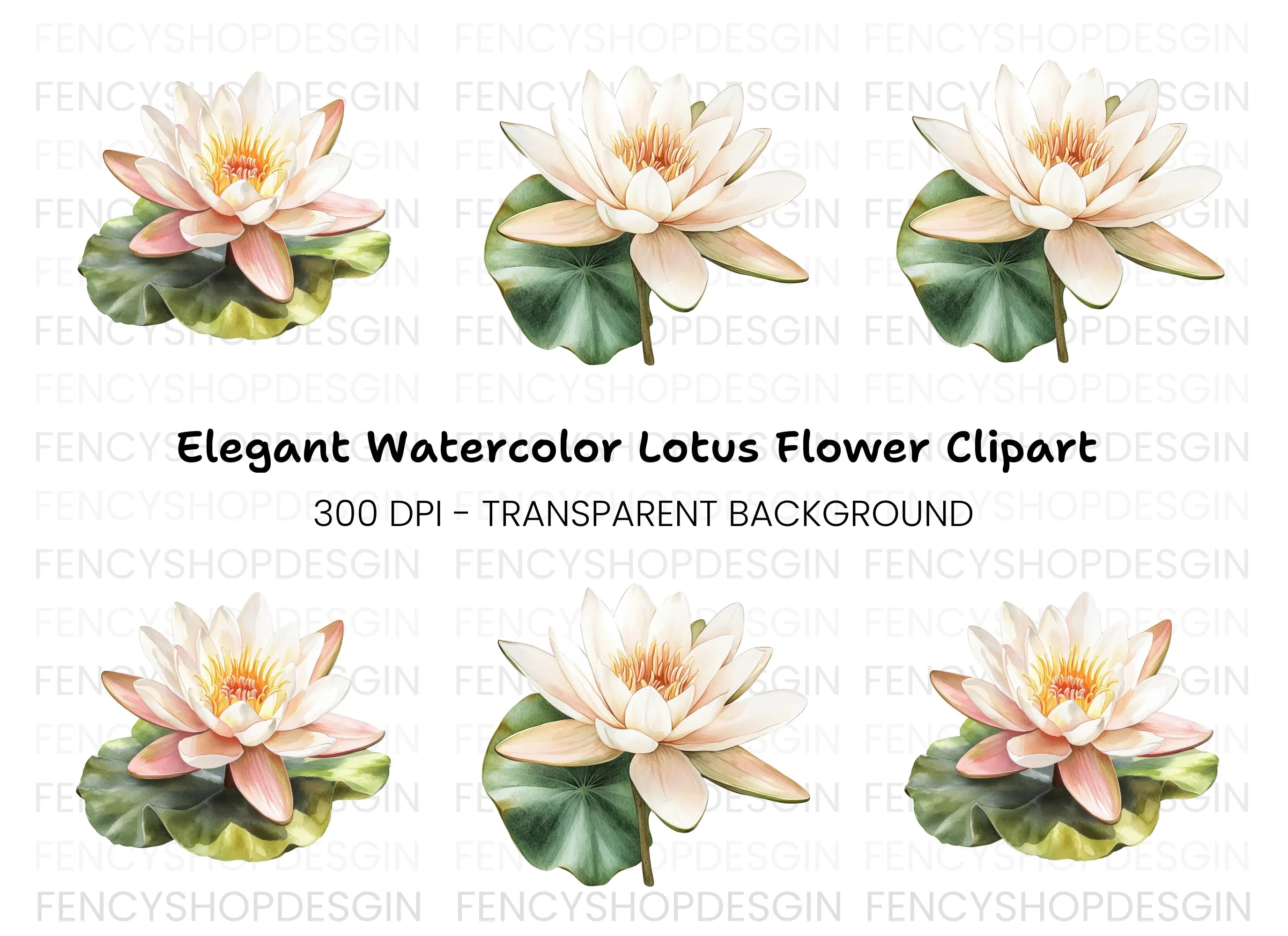 Beautiful Water Lily Duo Clipart Bundle