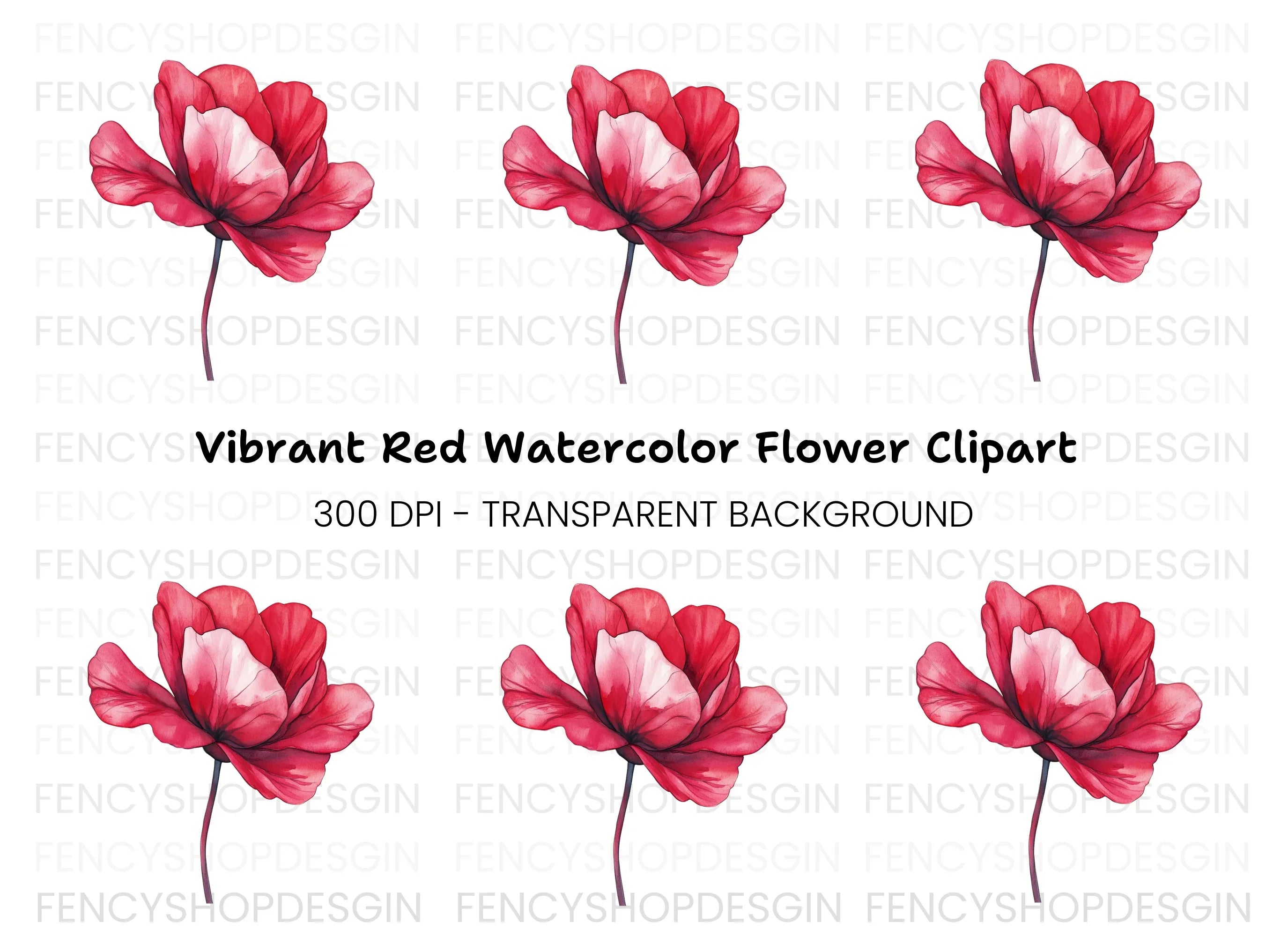 Vibrant Red Flower Clipart Bundle
