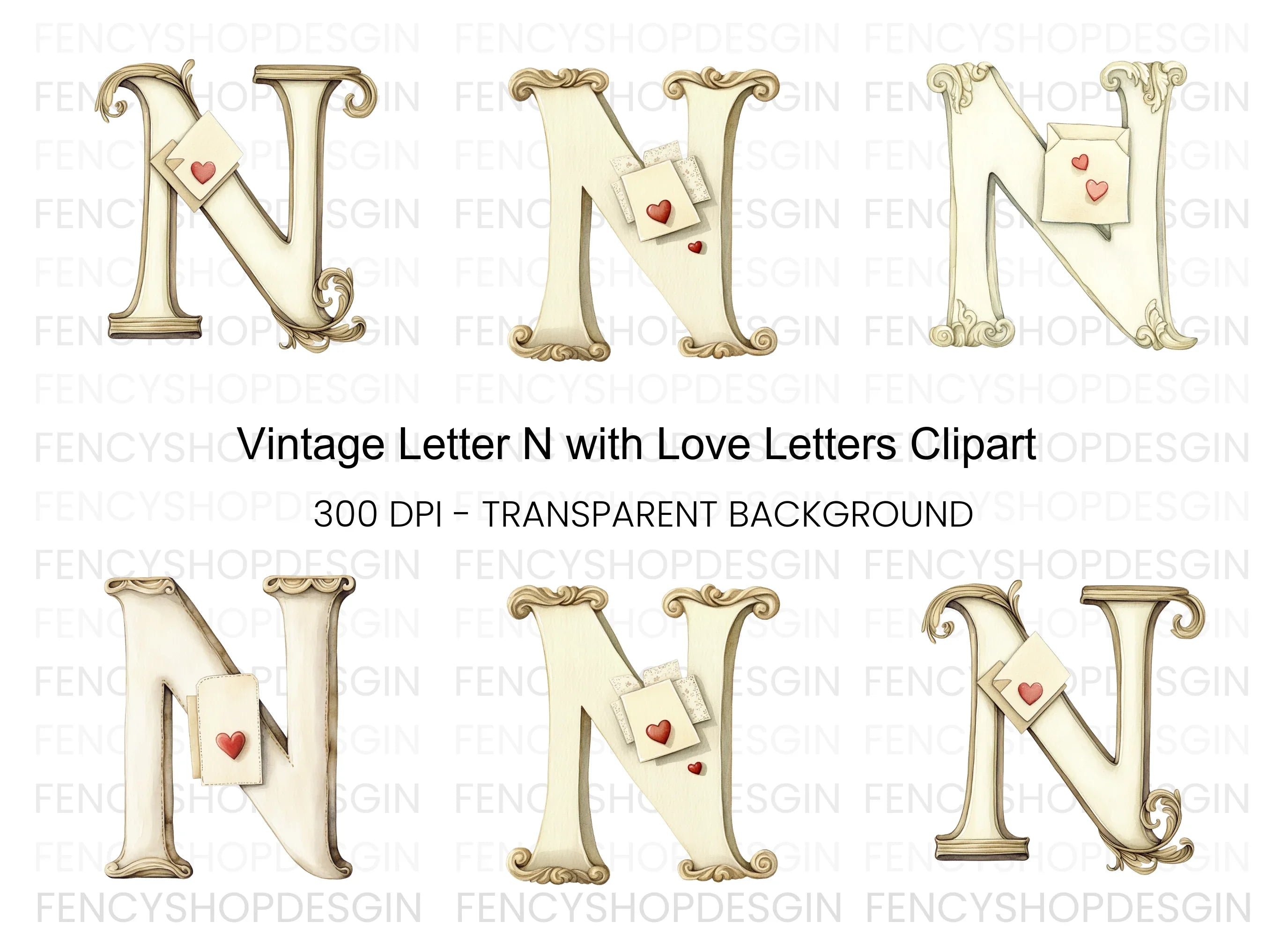 Elegant Love Letters Clipart Bundle