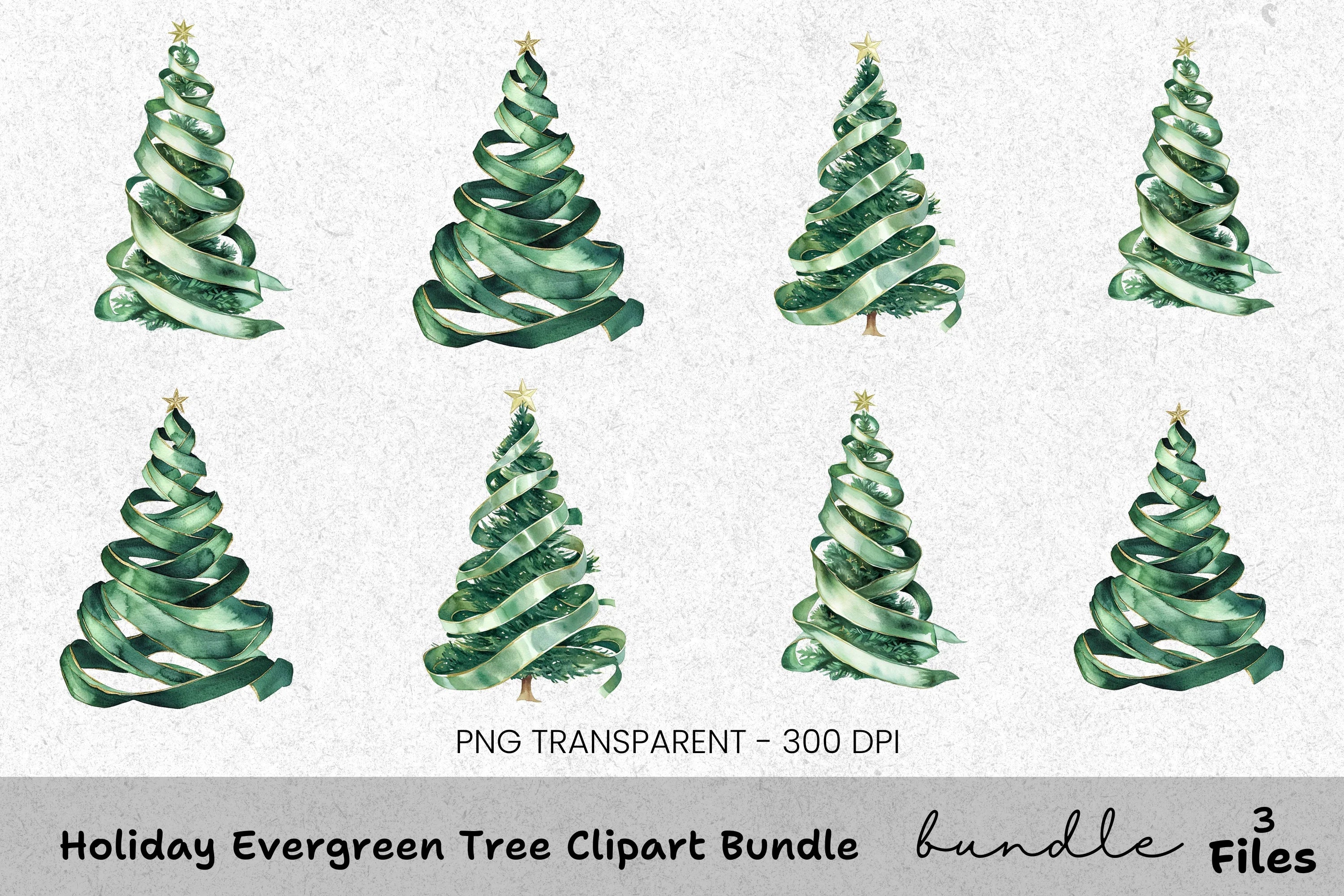 Holiday Evergreen Tree Clipart Bundle