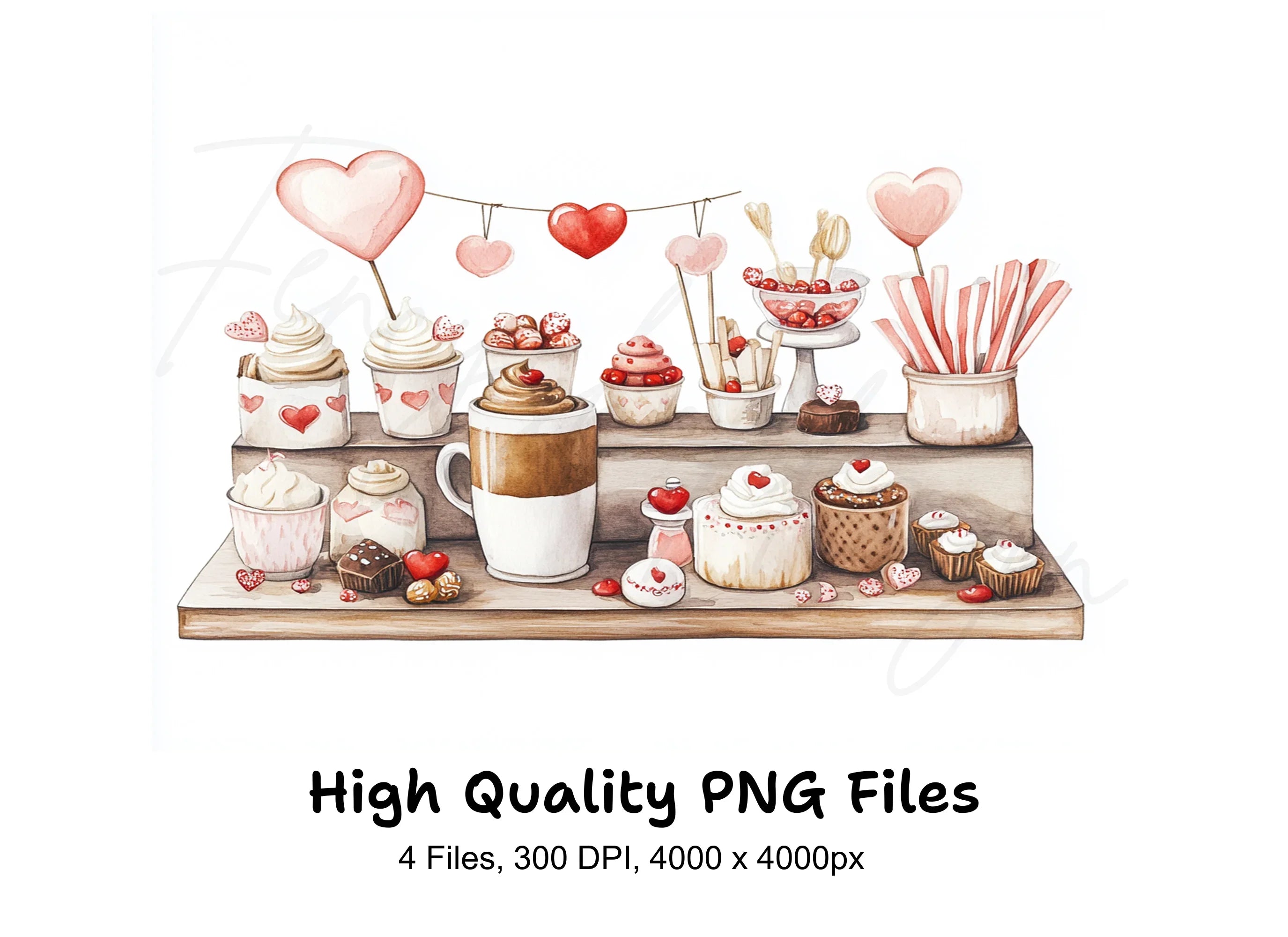 Valentine's Day Hot Chocolate Bar Clipart Bundle