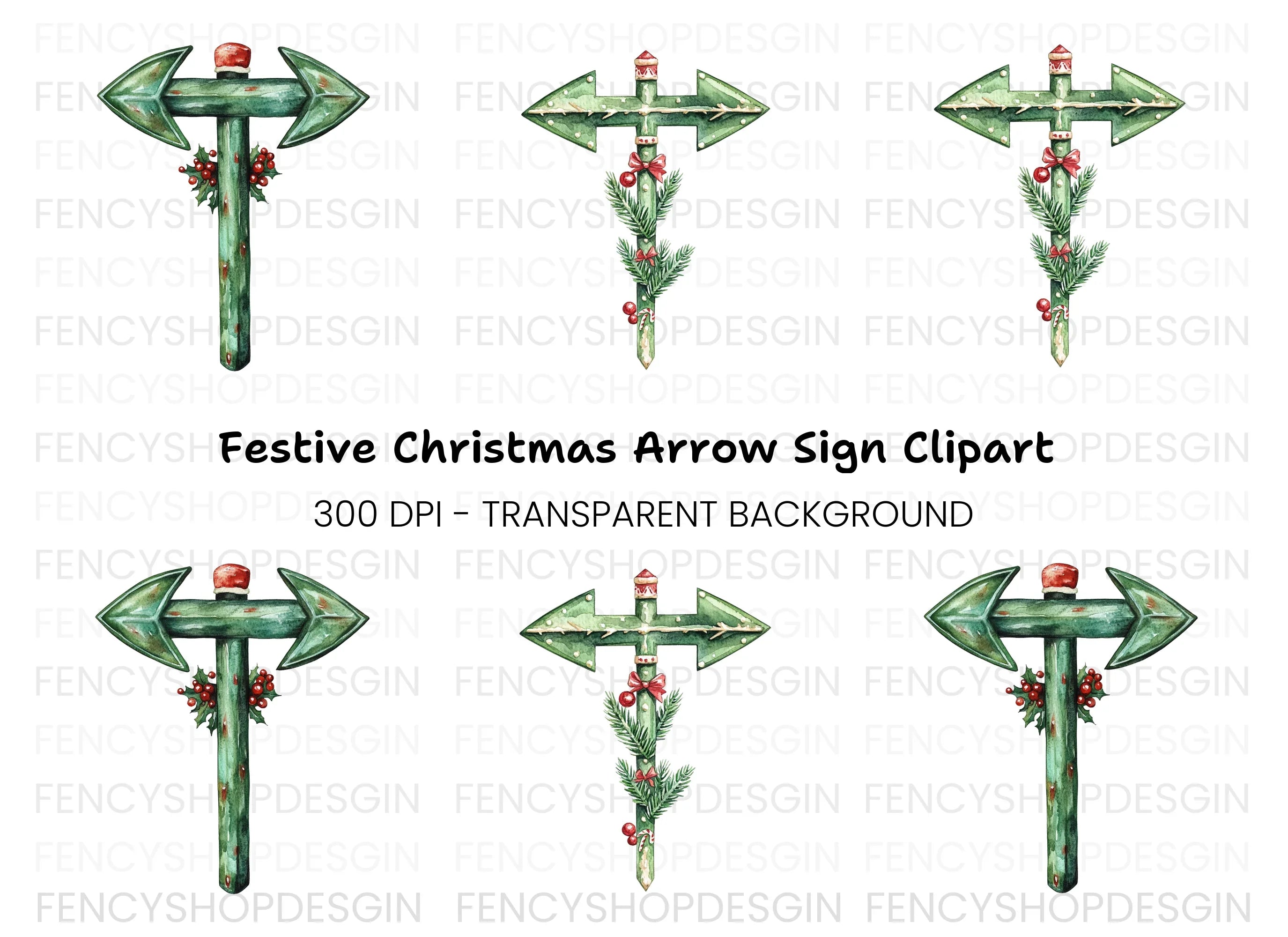 Christmas Arrow Sign Clipart Bundle