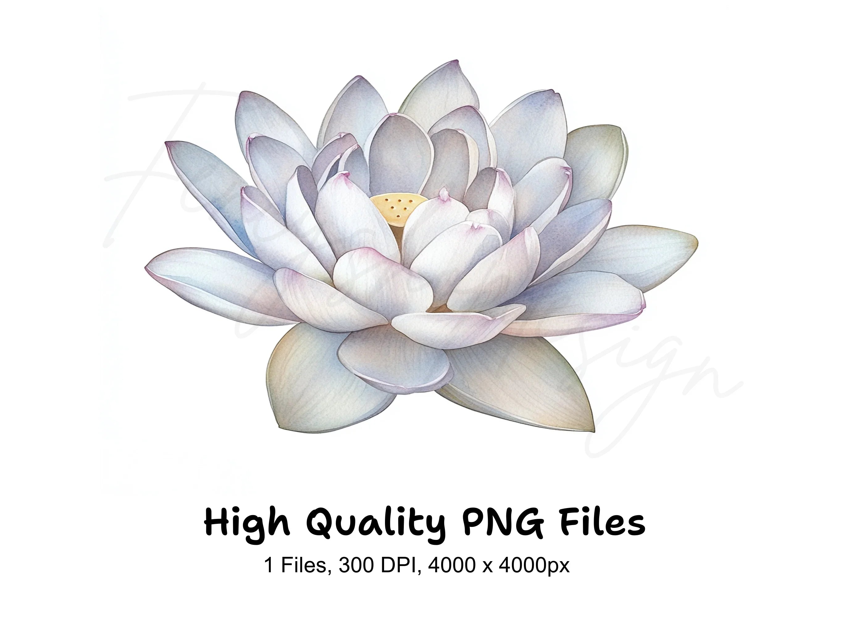Graceful White Lotus Flower Clipart Bundle