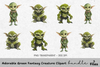 Adorable Green Fantasy Creature Clipart Bundle