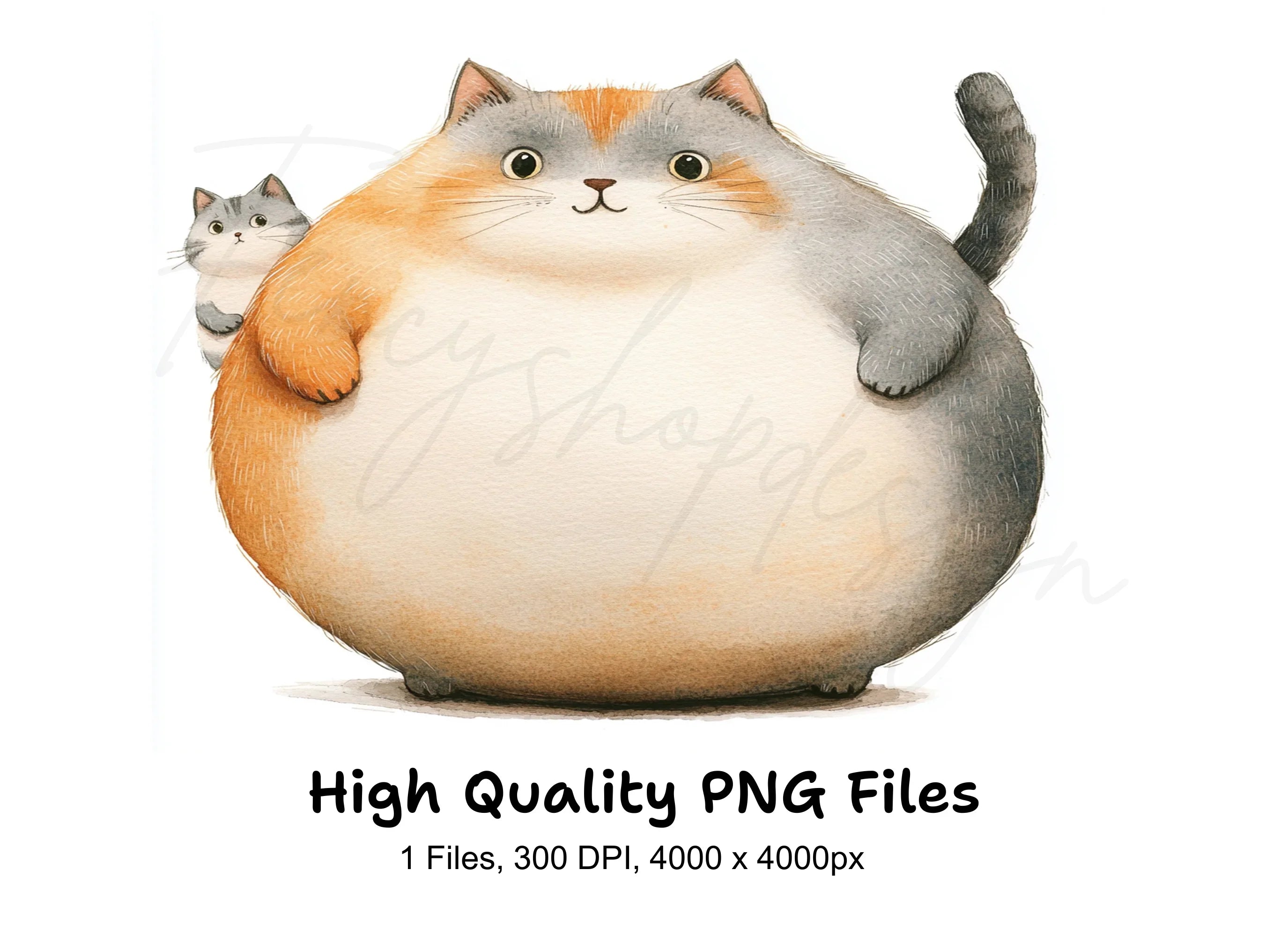 Chubby Cat and Kitten Clipart Bundle
