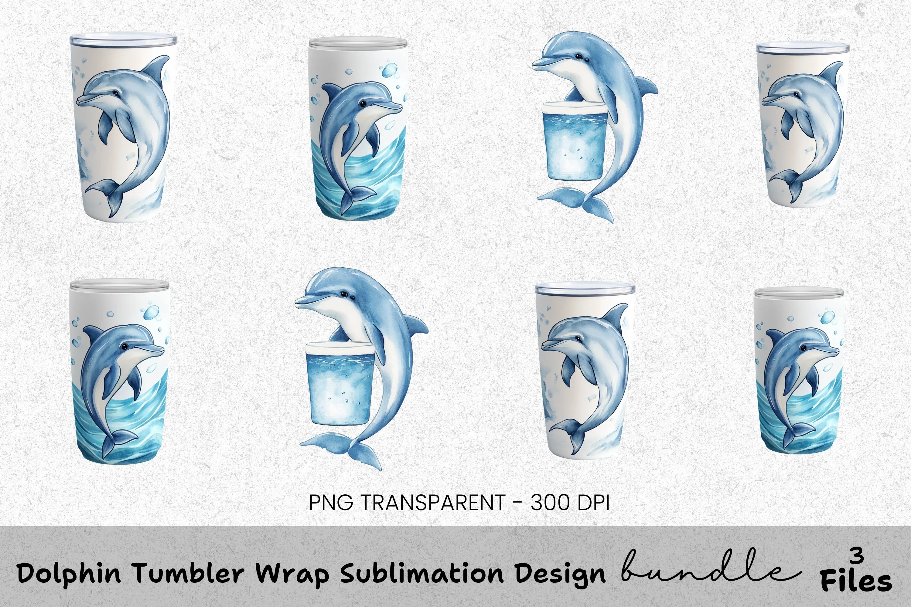 Dolphin Tumbler Clipart Bundle