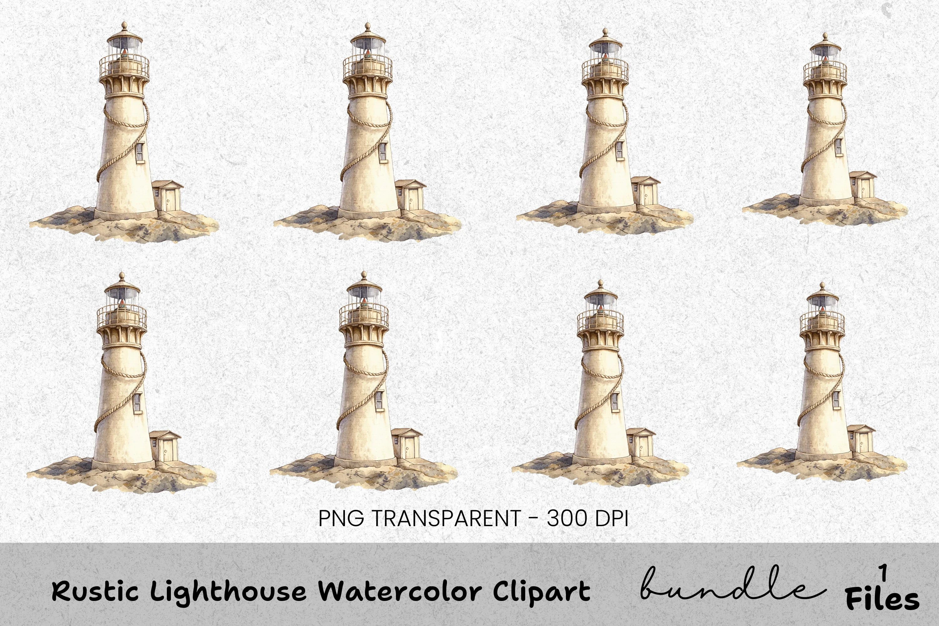 Rustic Lighthouse Clipart Bundle