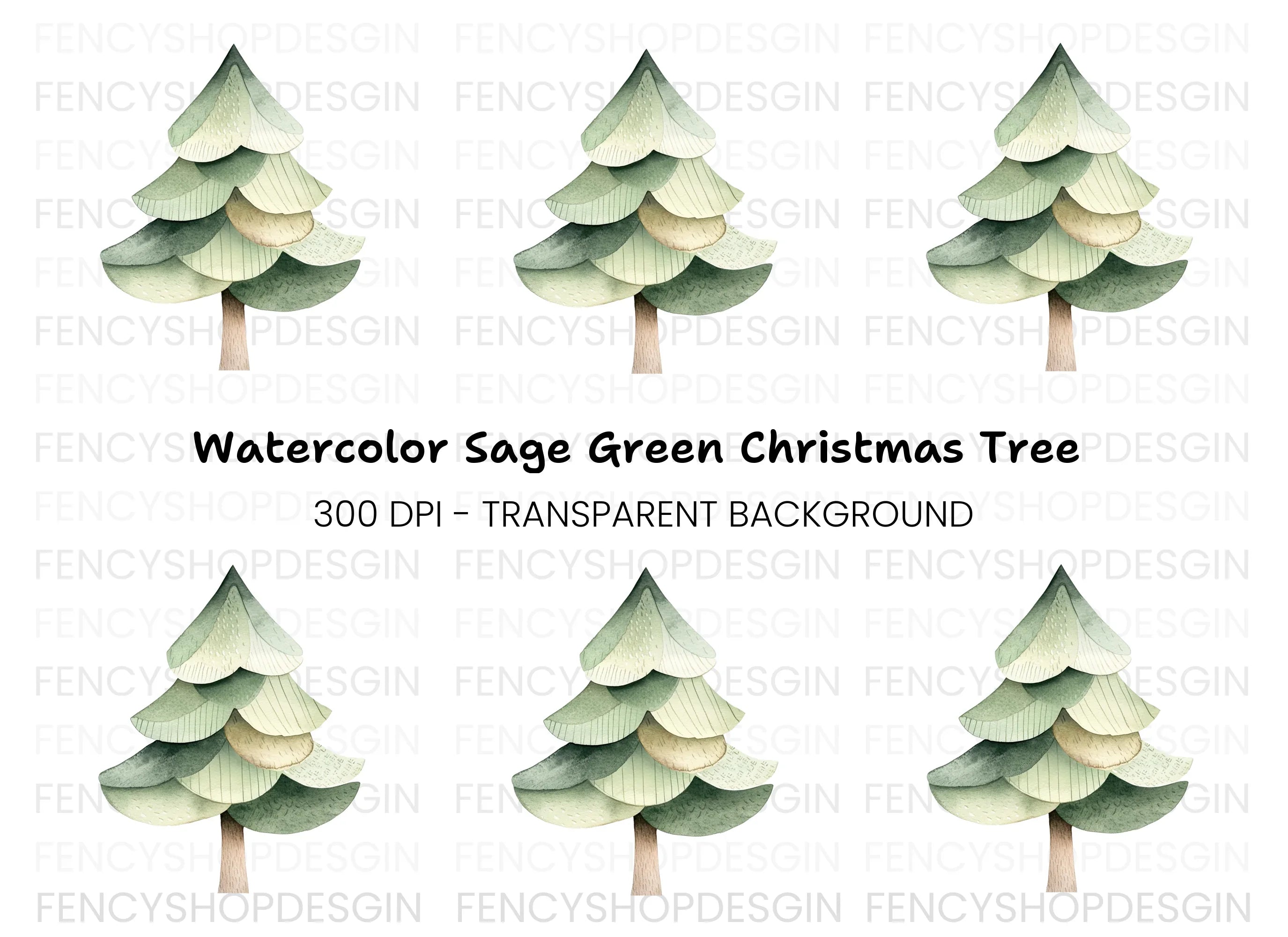 Cute Stylized Pine Tree Clipart Bundle