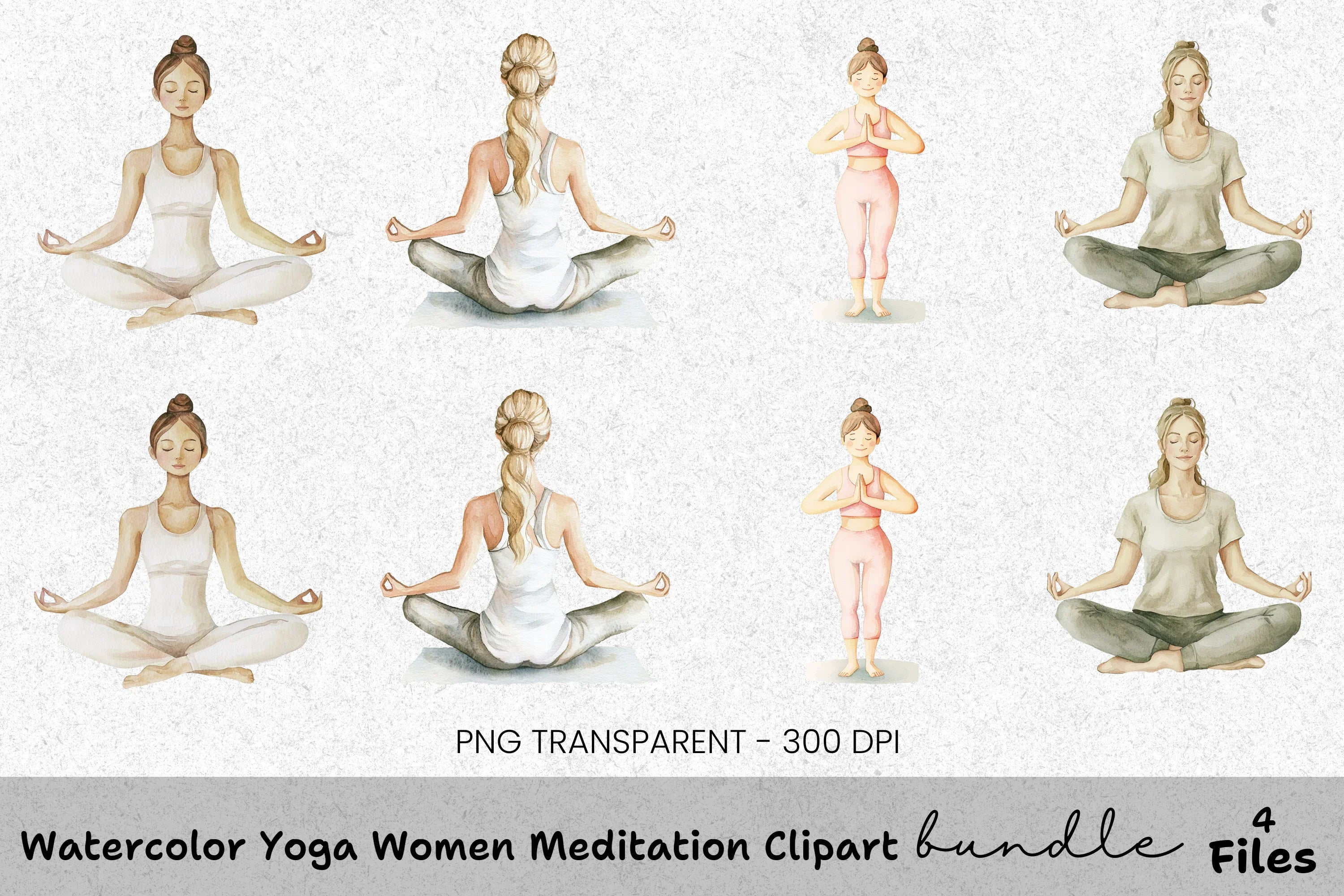 Yoga Women Meditation Clipart Bundle
