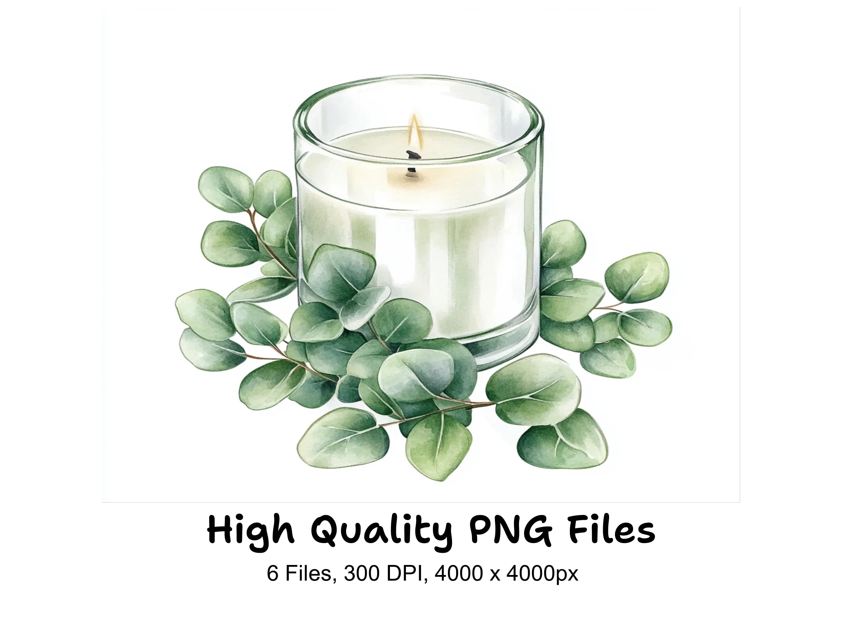 Eucalyptus Candle Clipart Bundle