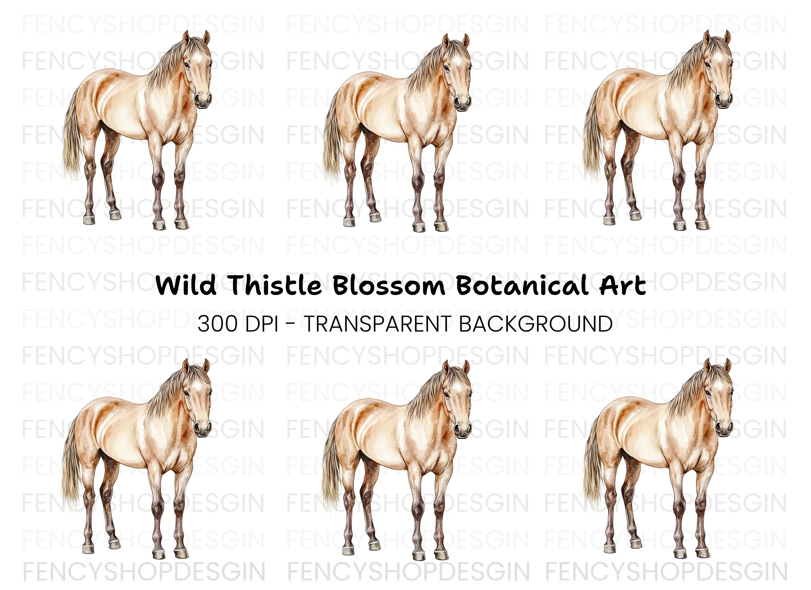 Palomino Horse Clipart Bundle