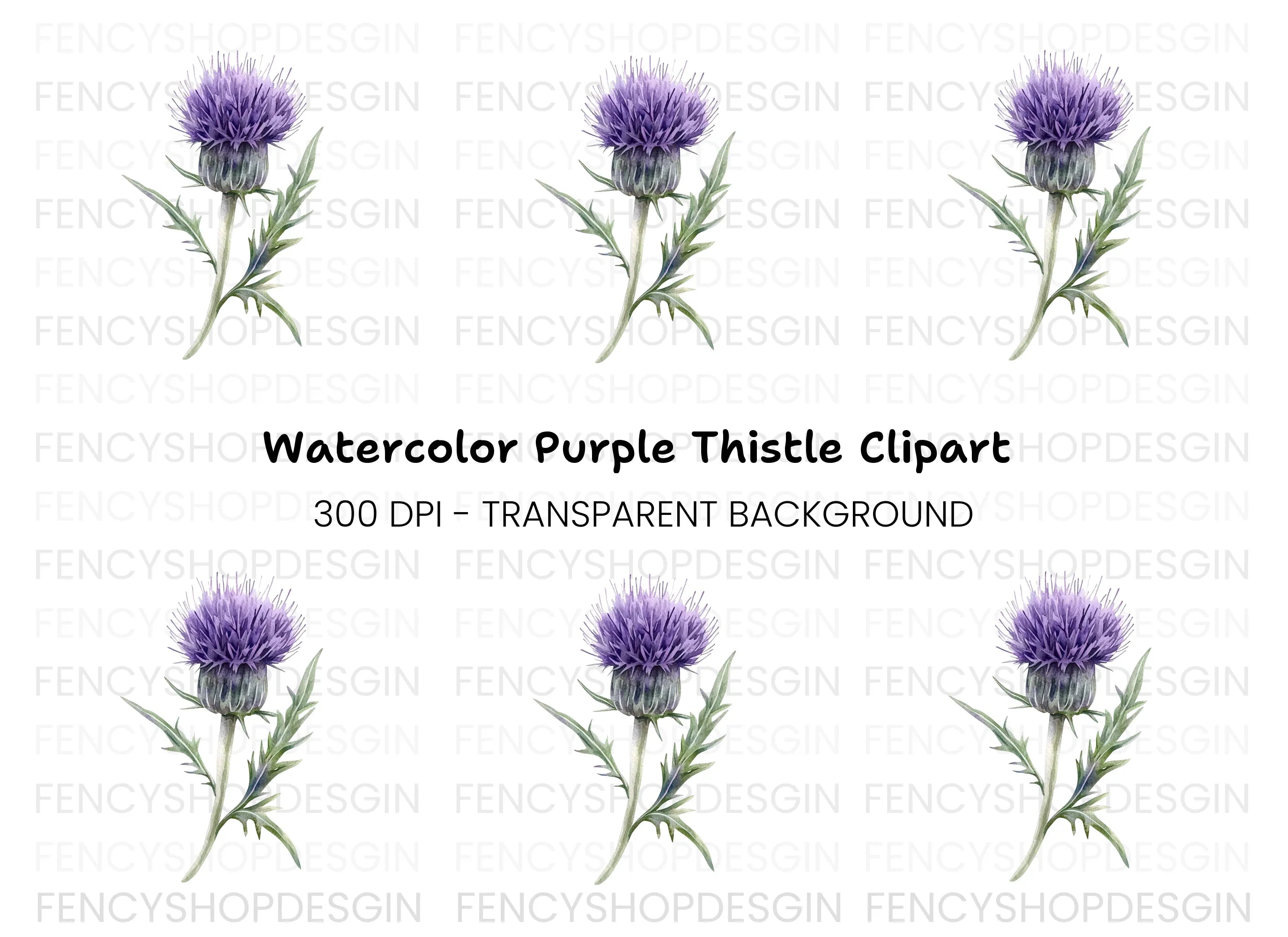 Elegant Purple Thistle Clipart Bundle