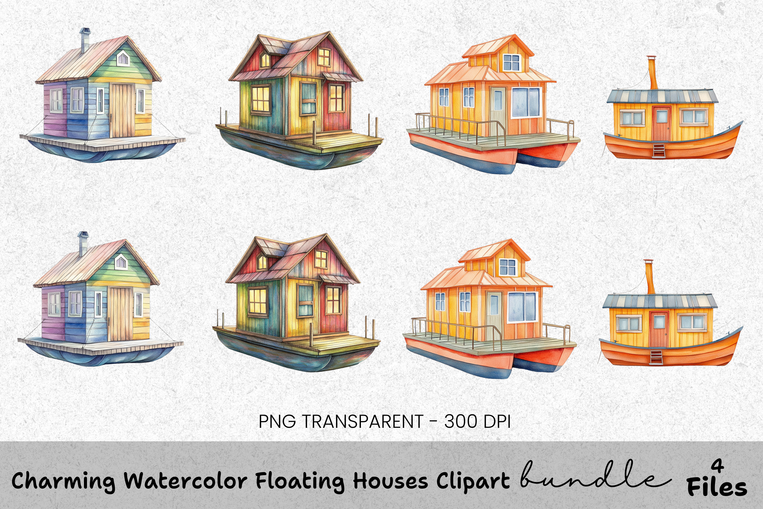 Charming Floating Houses Clipart Bundle
