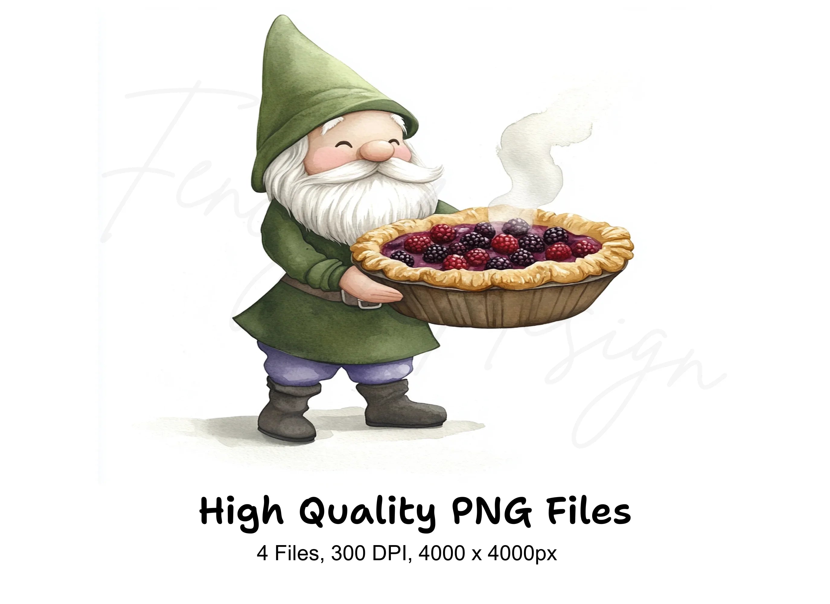 Gnomes Baking Berry Pie Clipart Bundle