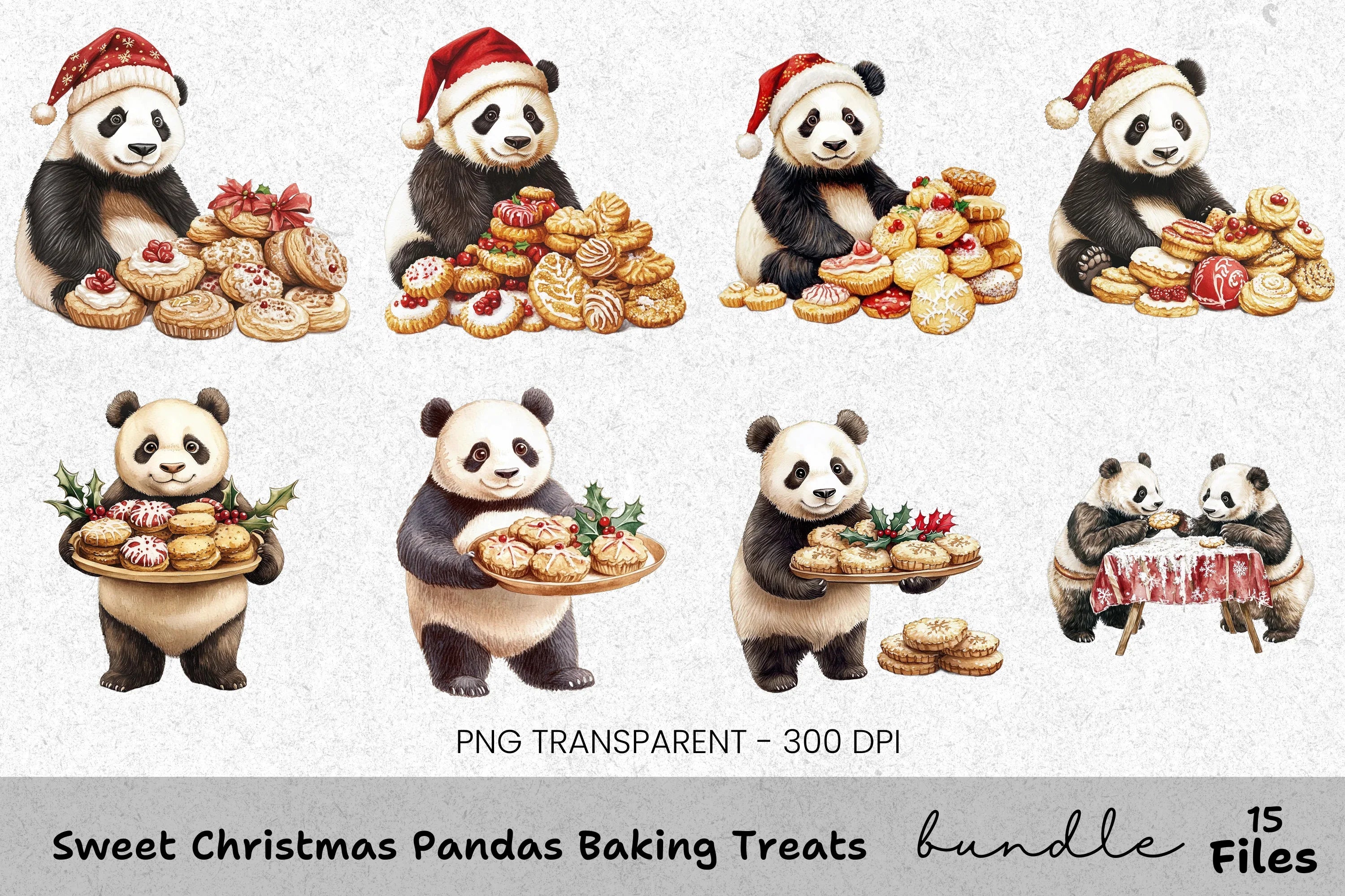 Panda Baking and Cupcake Clipart Bundle