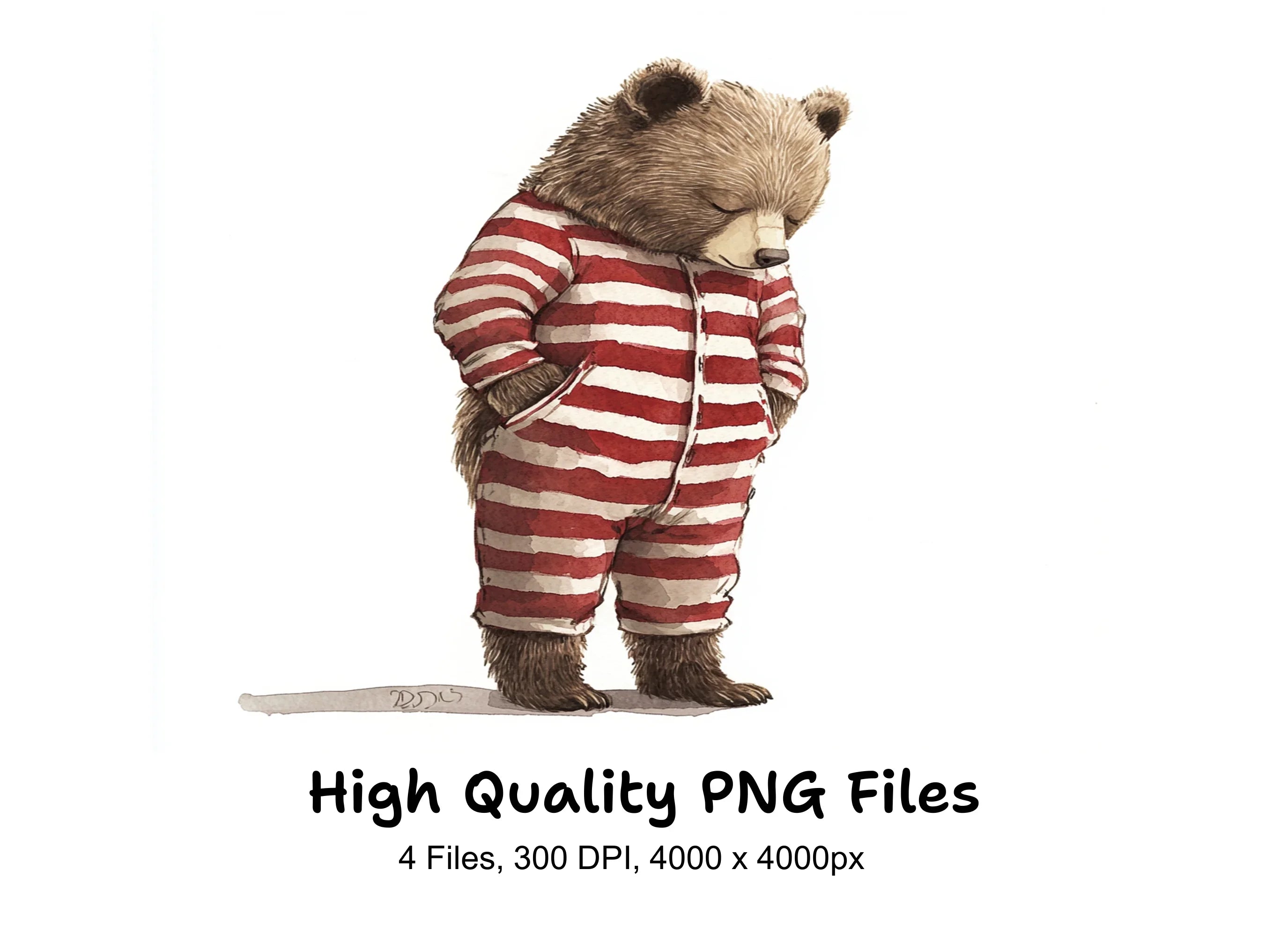 Tired Bear Kids Clipart Bundle