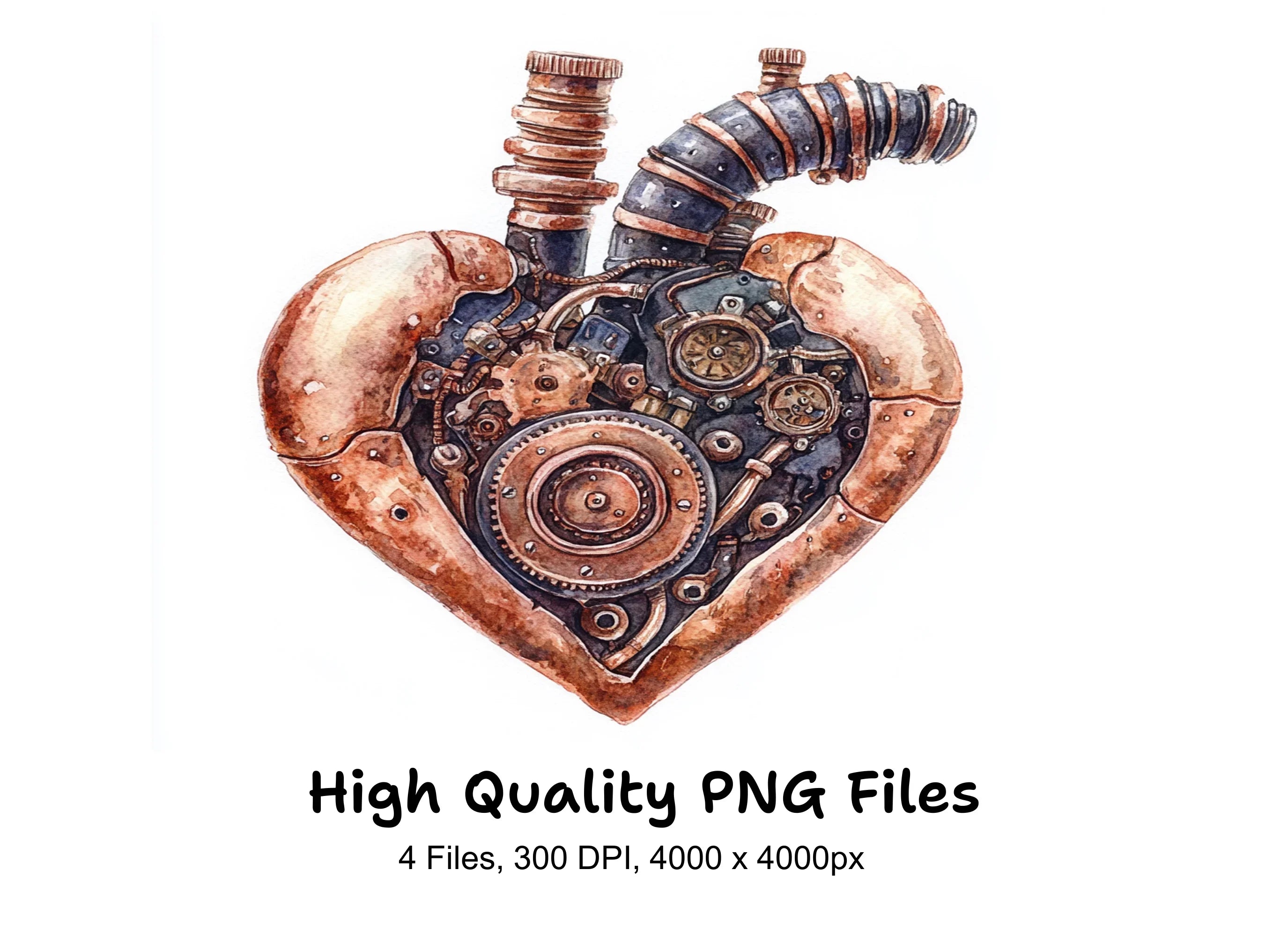 Steampunk Heart Clipart Bundle