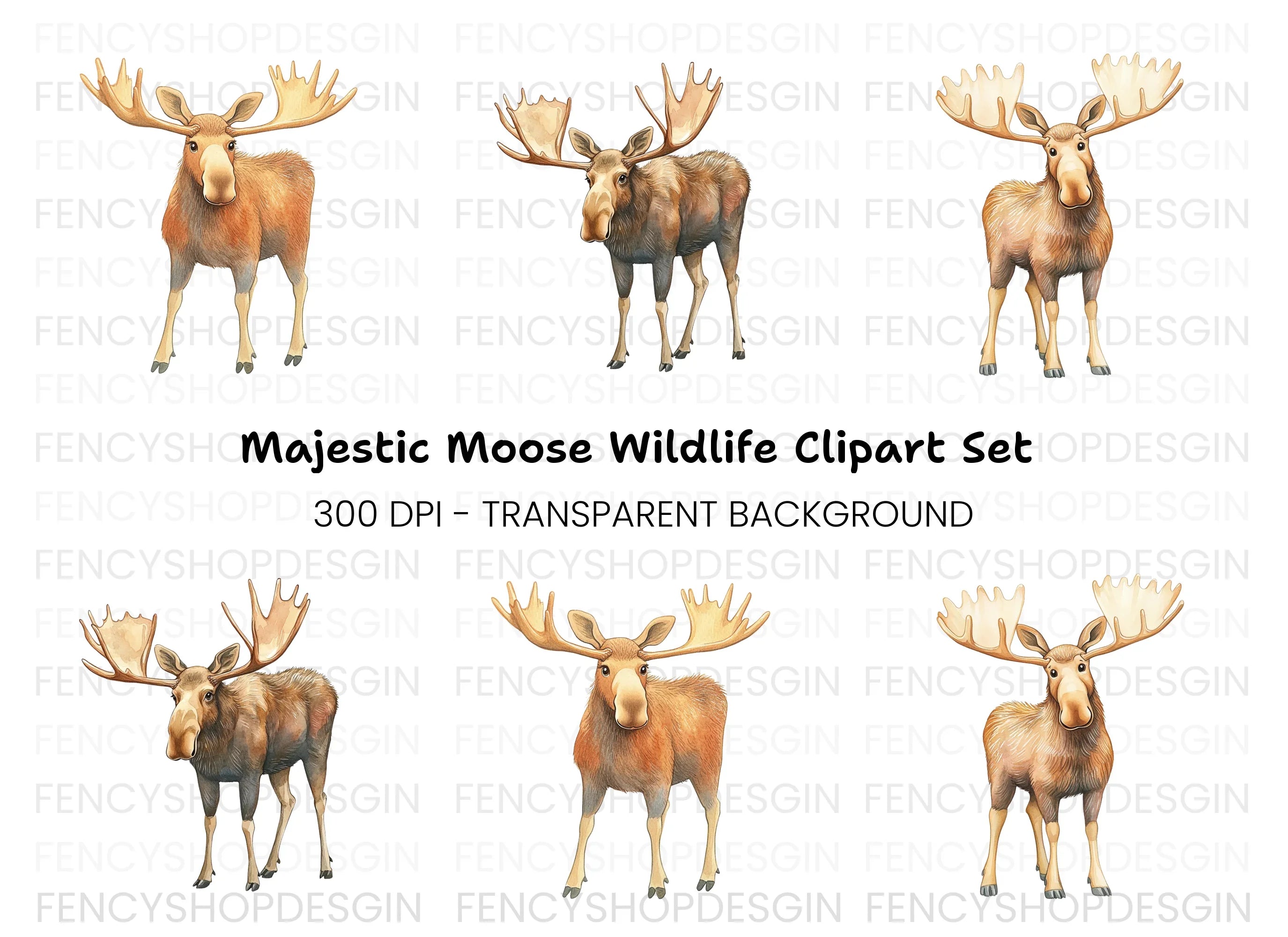 Moose Standing Clipart Bundle