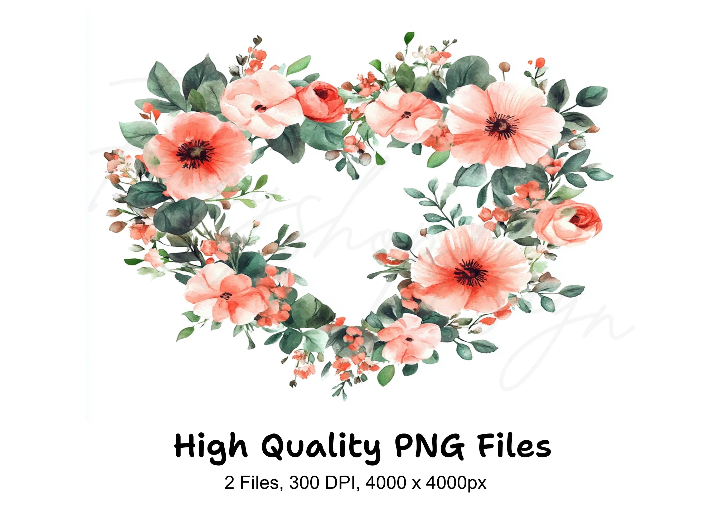 Floral Heart Clipart Bundle