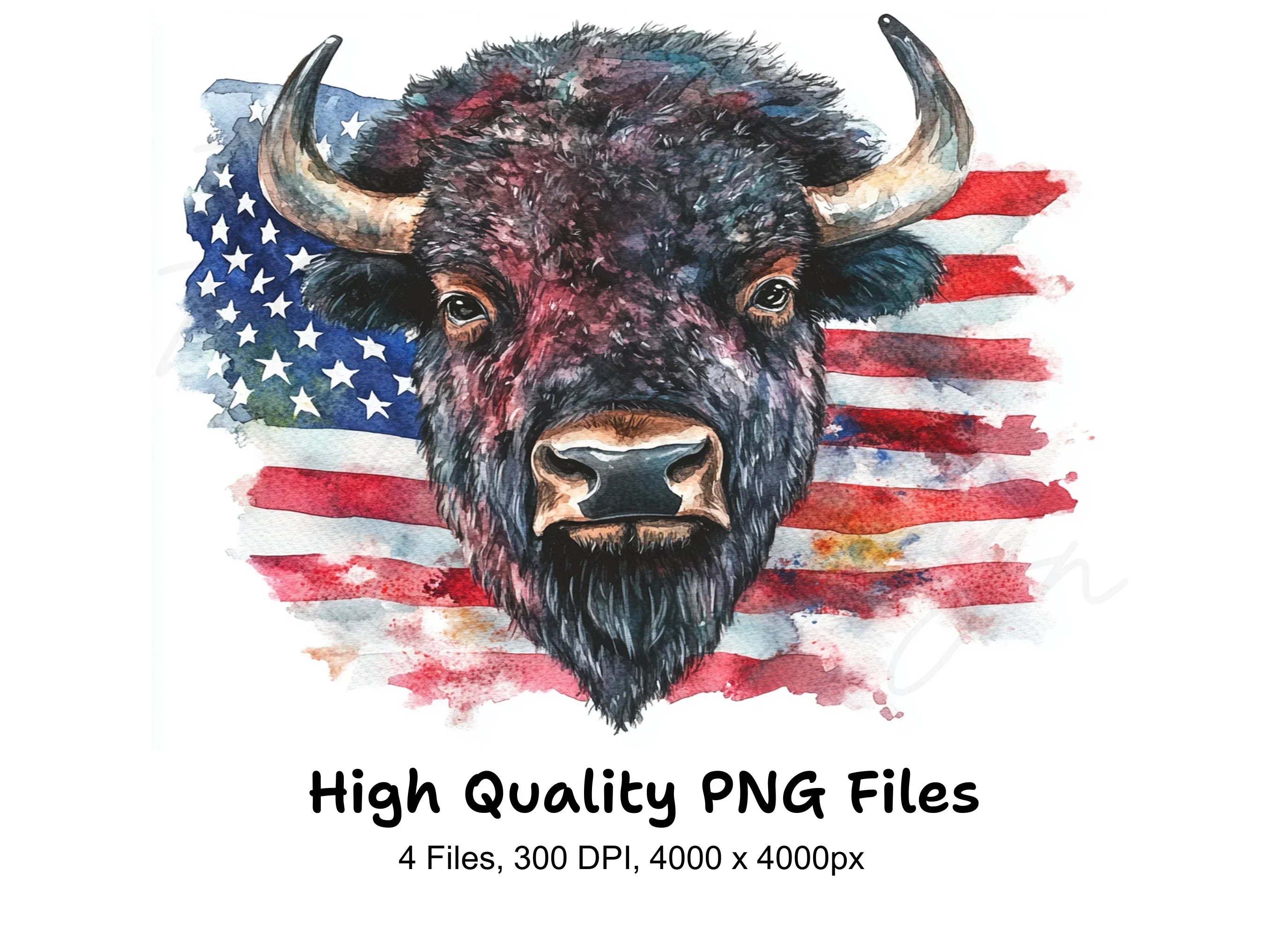 Bison American Flag Clipart Bundle