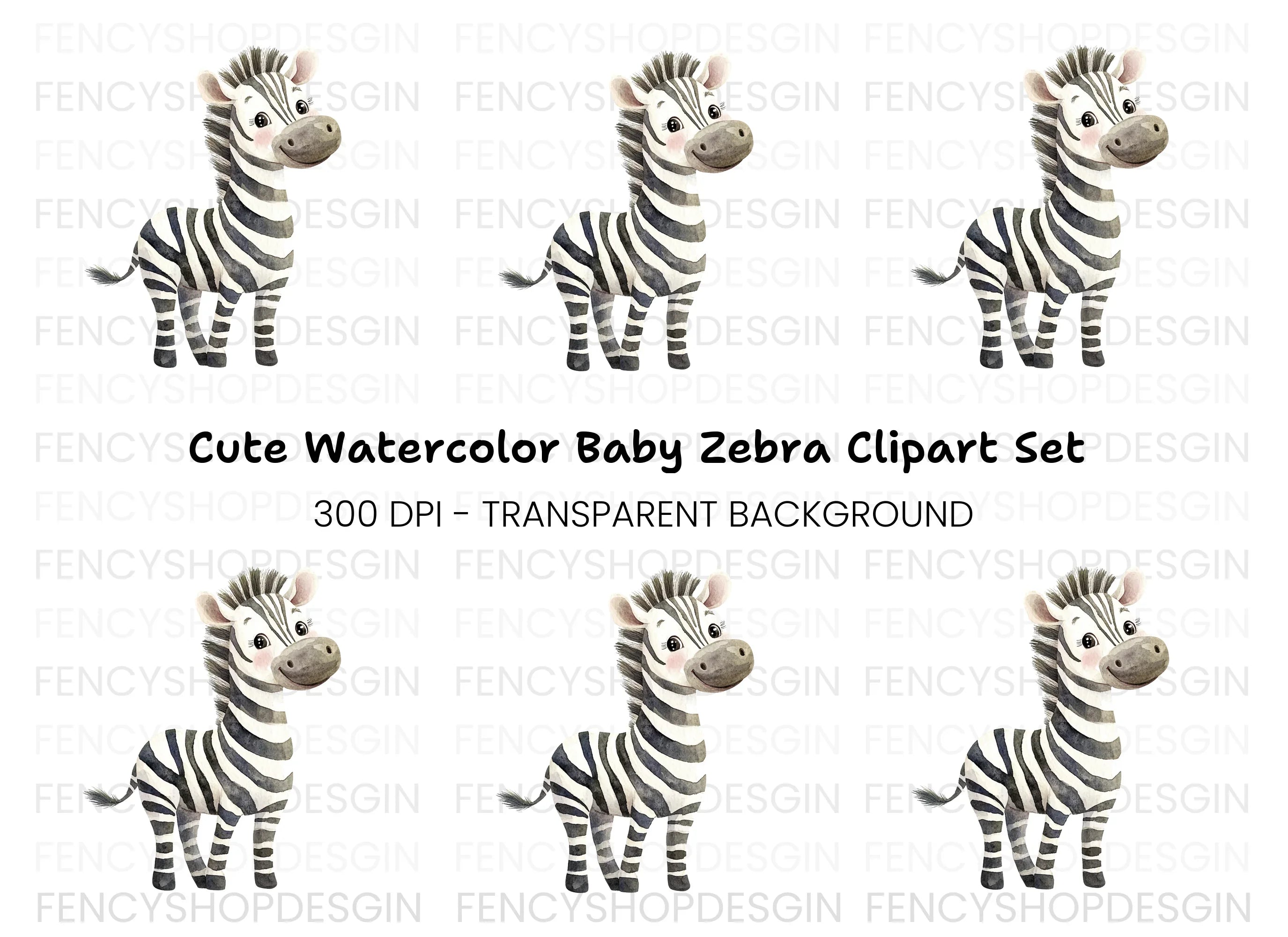 Playful Baby Zebra Clipart Bundle