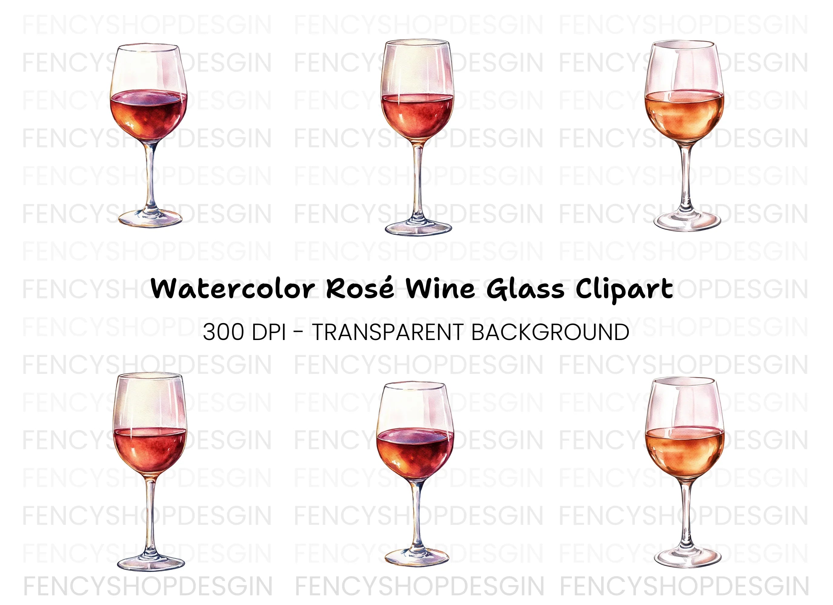 Wine Glasses Clipart Bundle