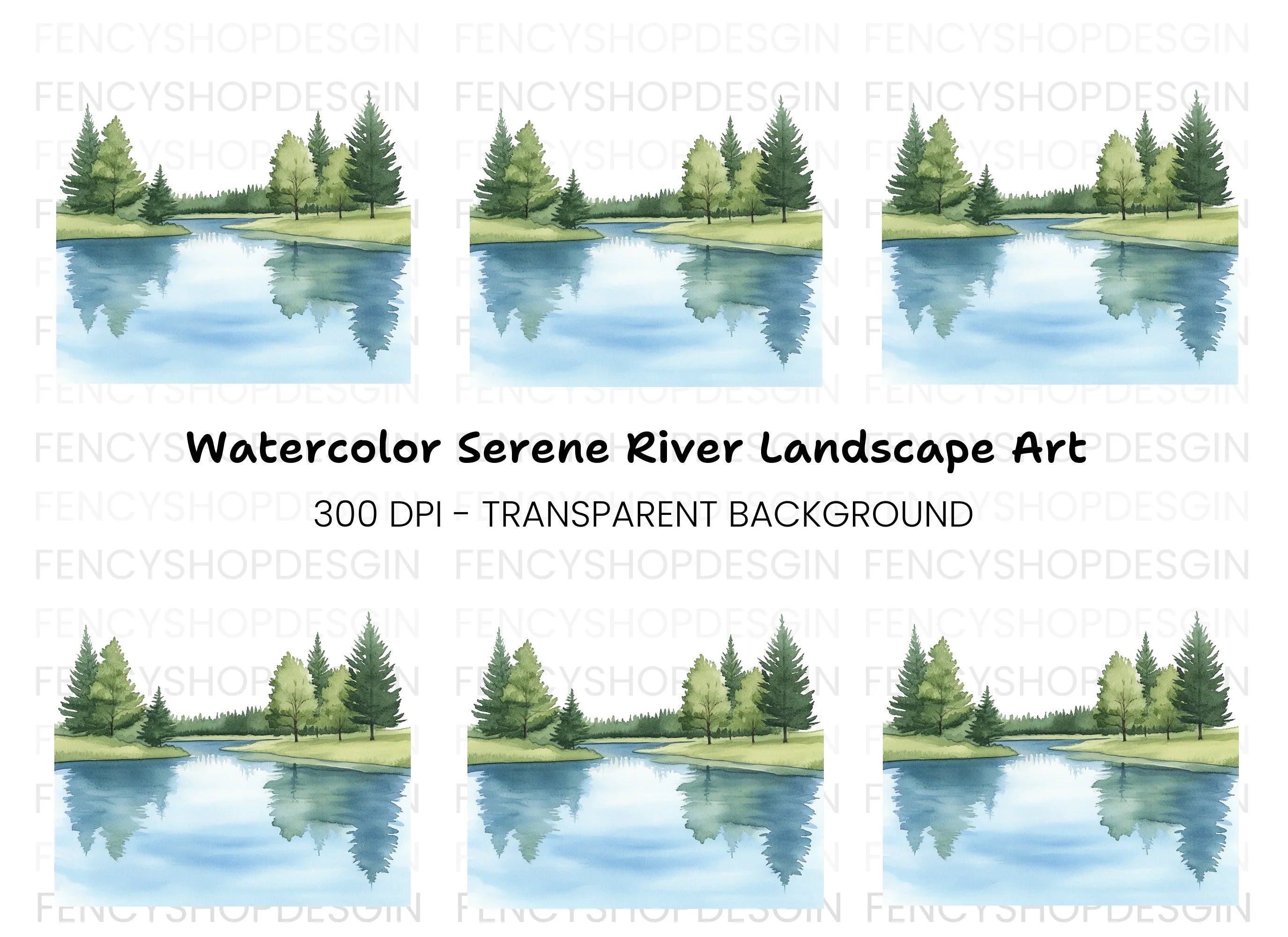 Tranquil Forest River Clipart Bundle