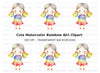 Cute Rainbow Girl Illustration Clipart Bundle