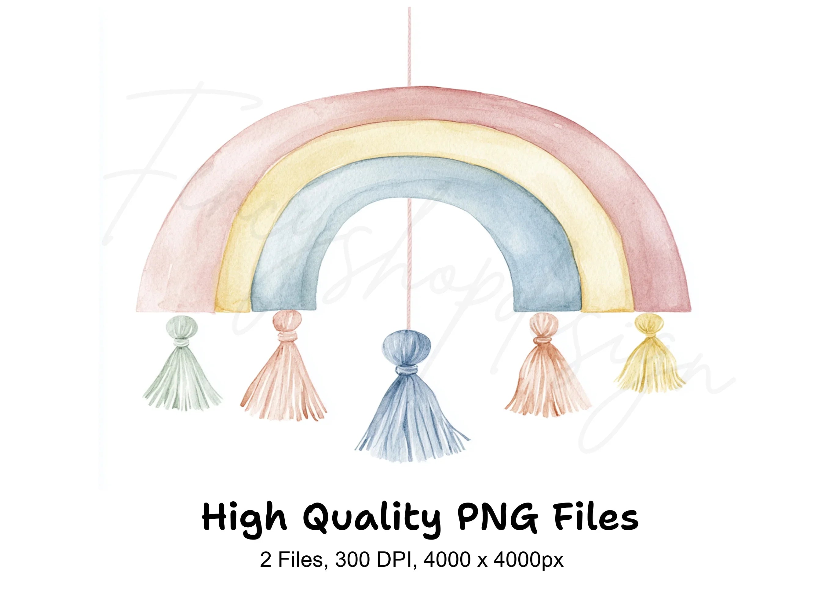 Boho Rainbow Tassel Clipart Bundle