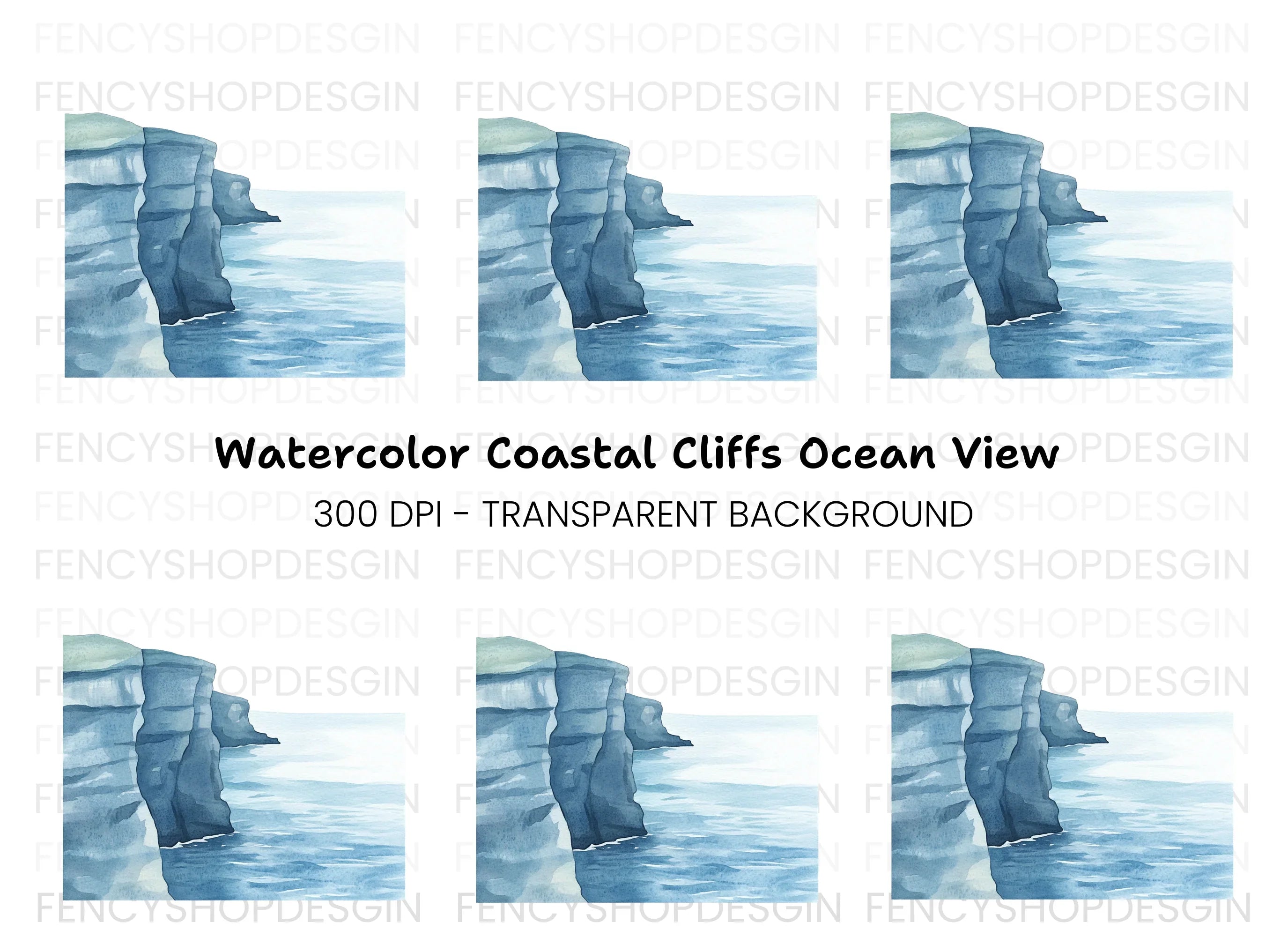 Ocean Cliff Clipart Bundle