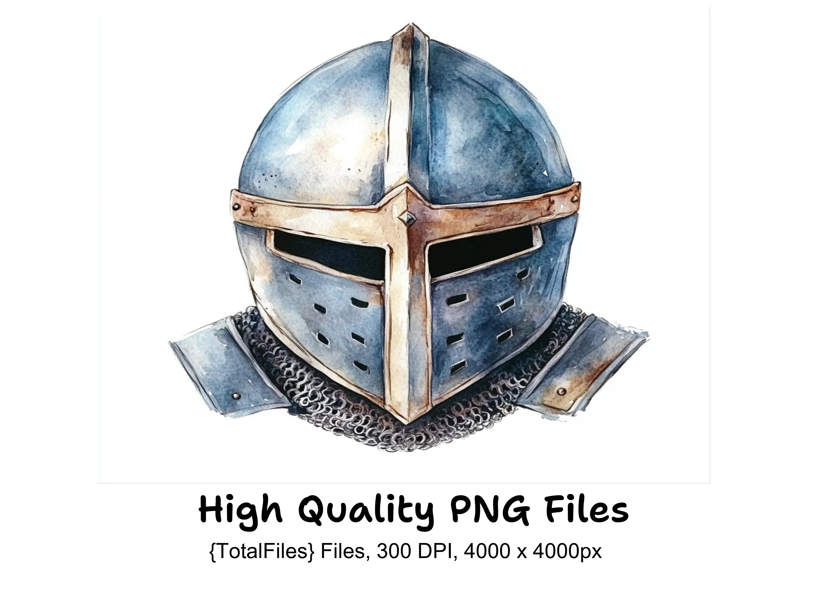 Medieval Knight Helmets Clipart Bundle