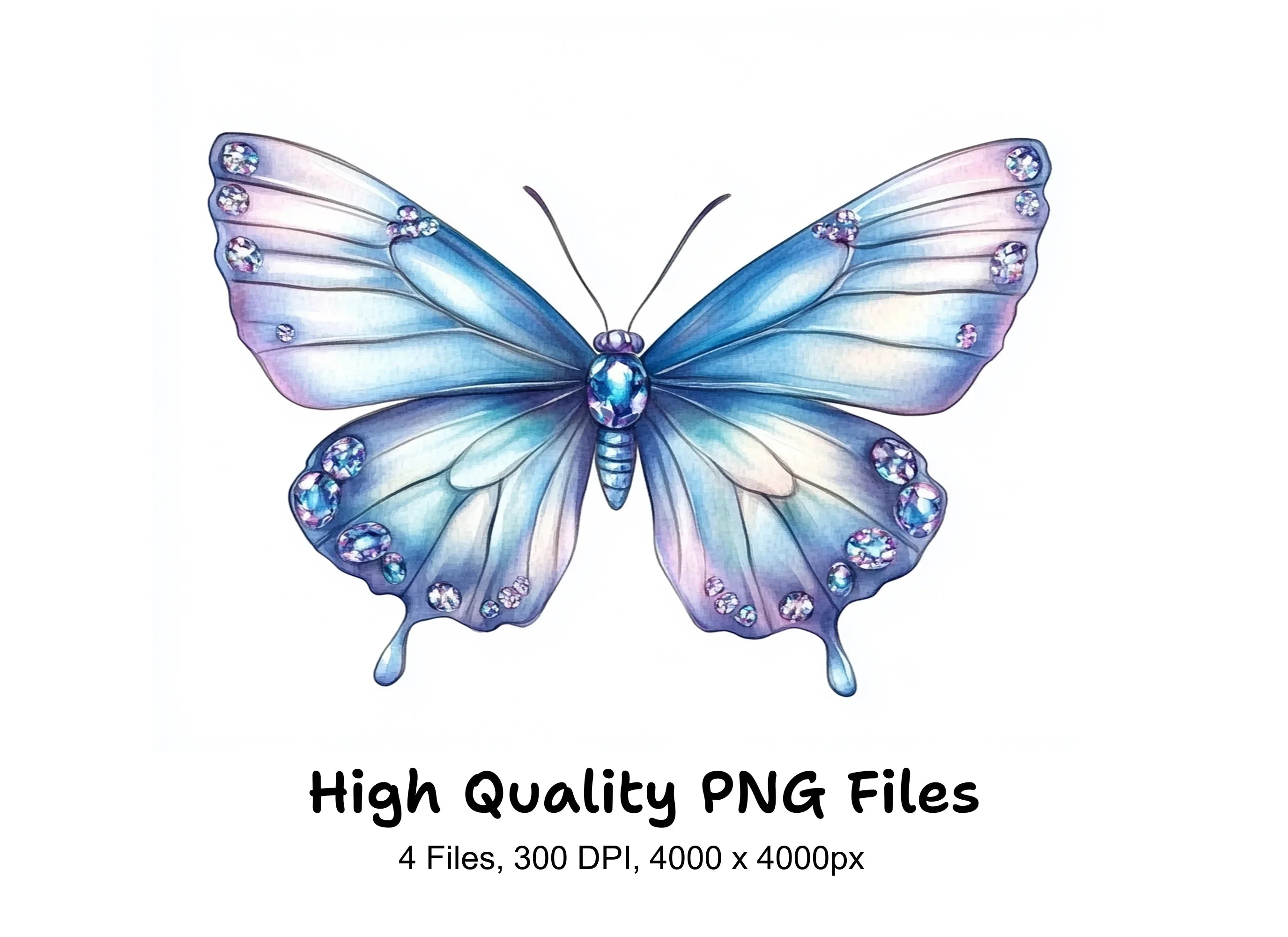 Purple Pink Jeweled Butterfly Clipart Bundle