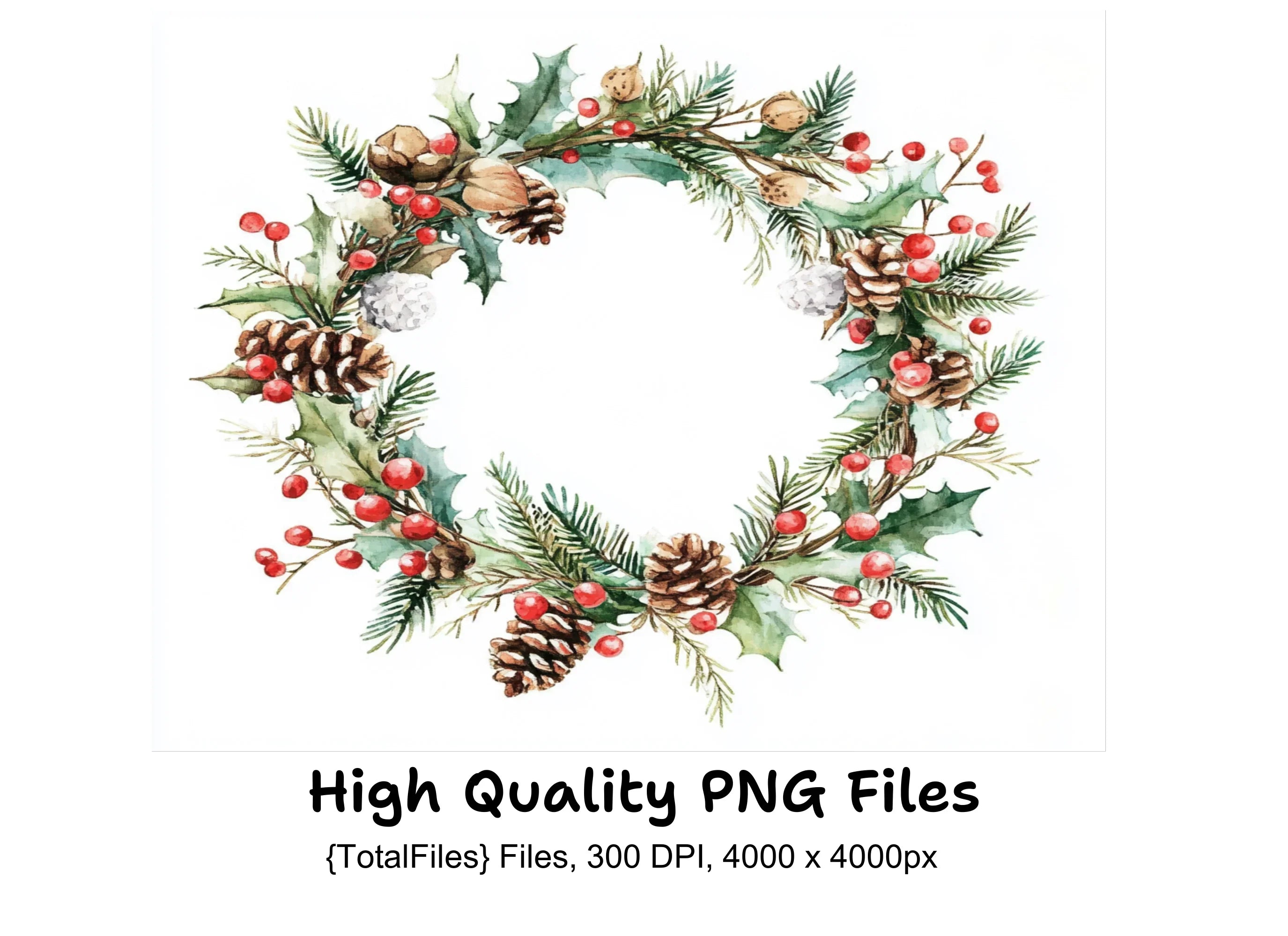 Christmas Wreaths Clipart Bundle