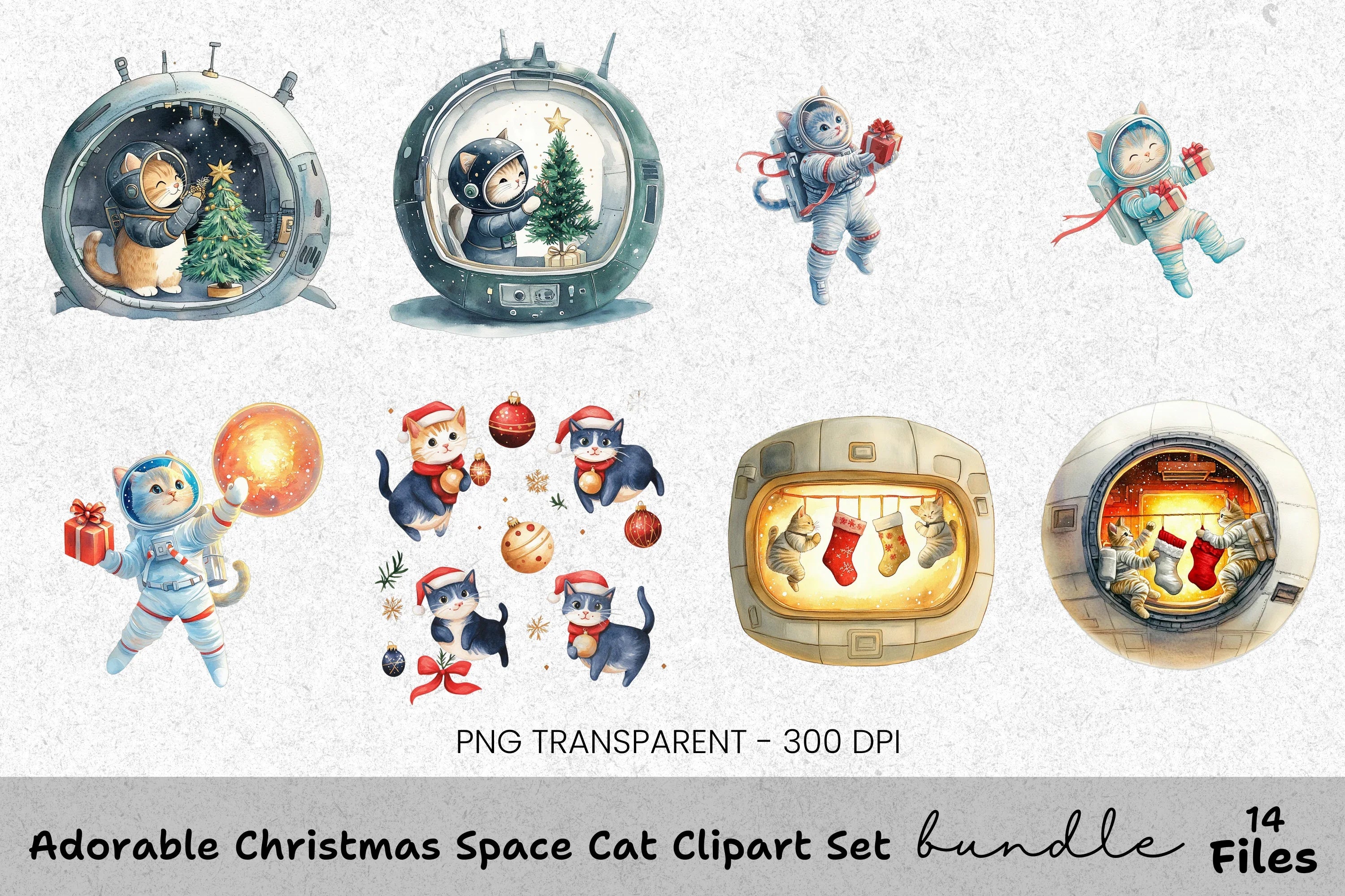 Festive Kitten Clipart Bundle