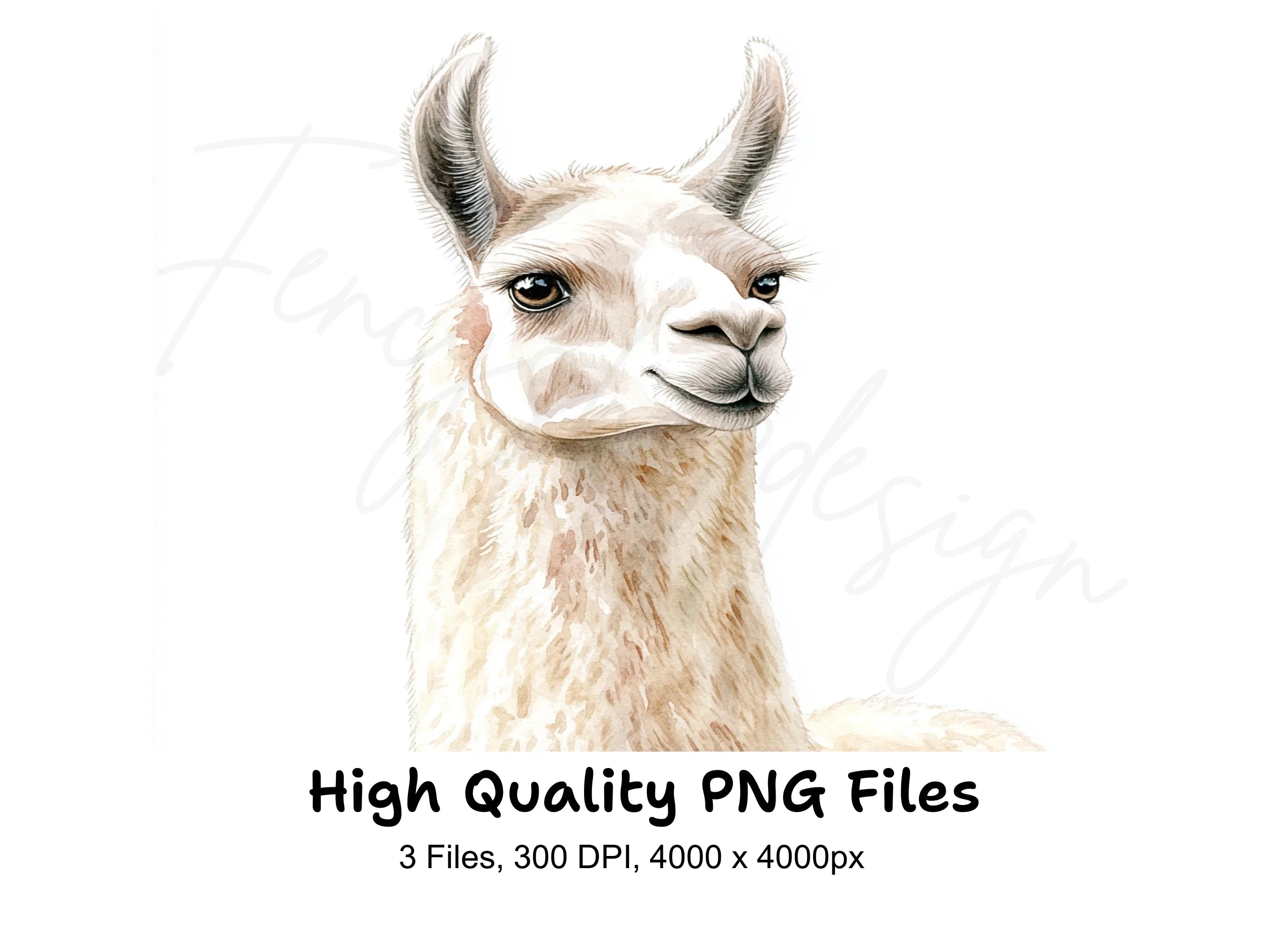 Cute Llama Faces Clipart Bundle