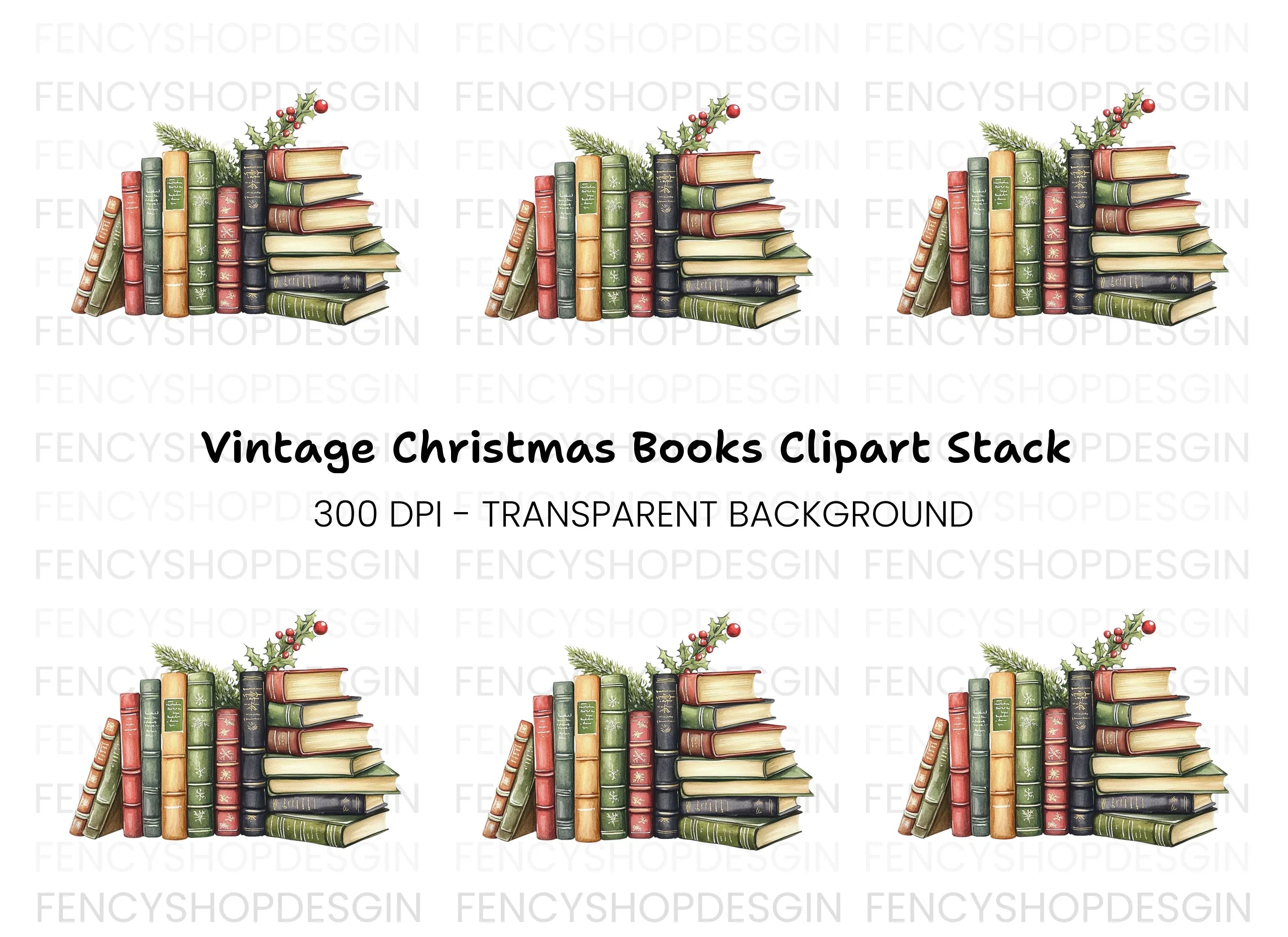 Festive Christmas Book Clipart Bundle