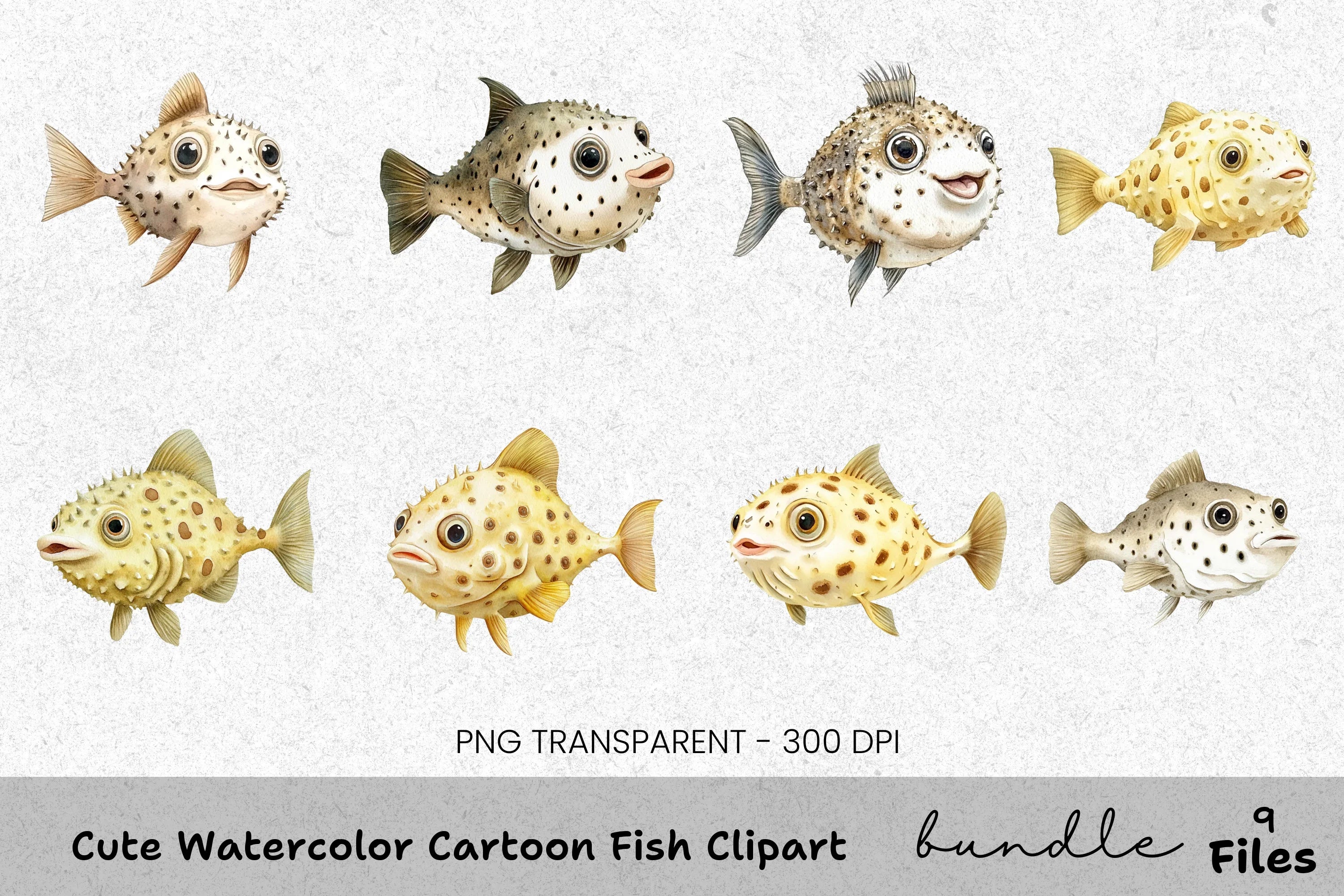Cute Cartoon Fish Clipart Bundle