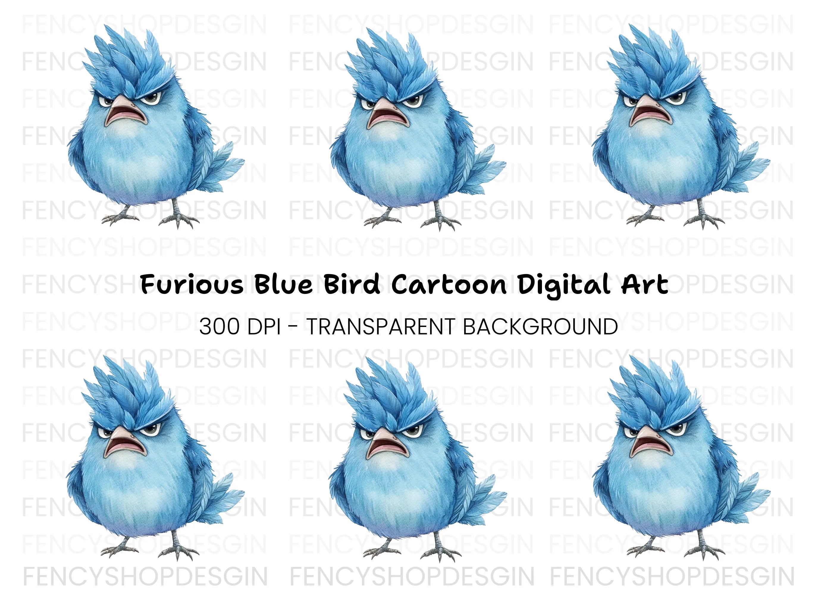 Furious Blue Bird Clipart Bundle