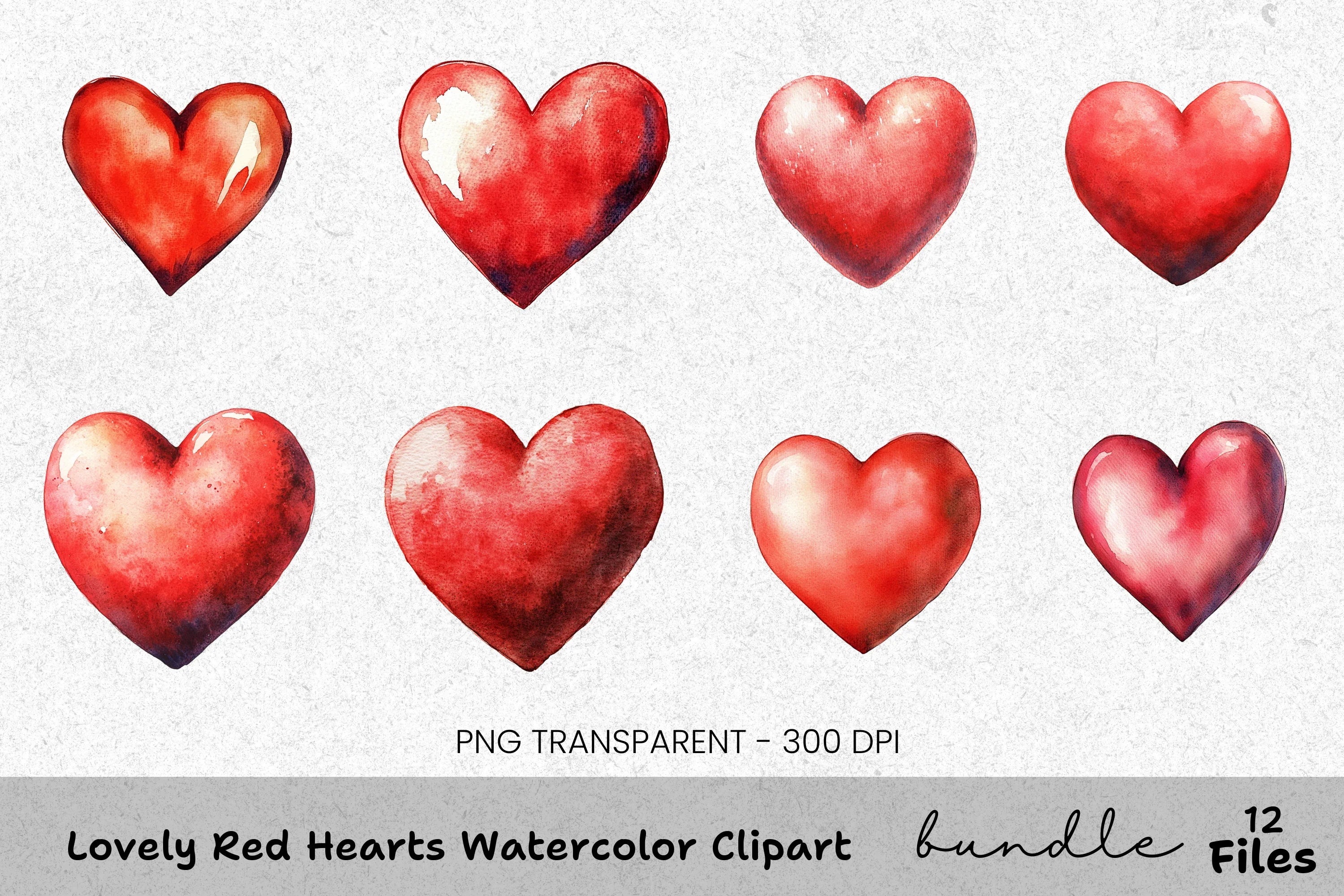 Lovely Red Hearts Clipart Bundle