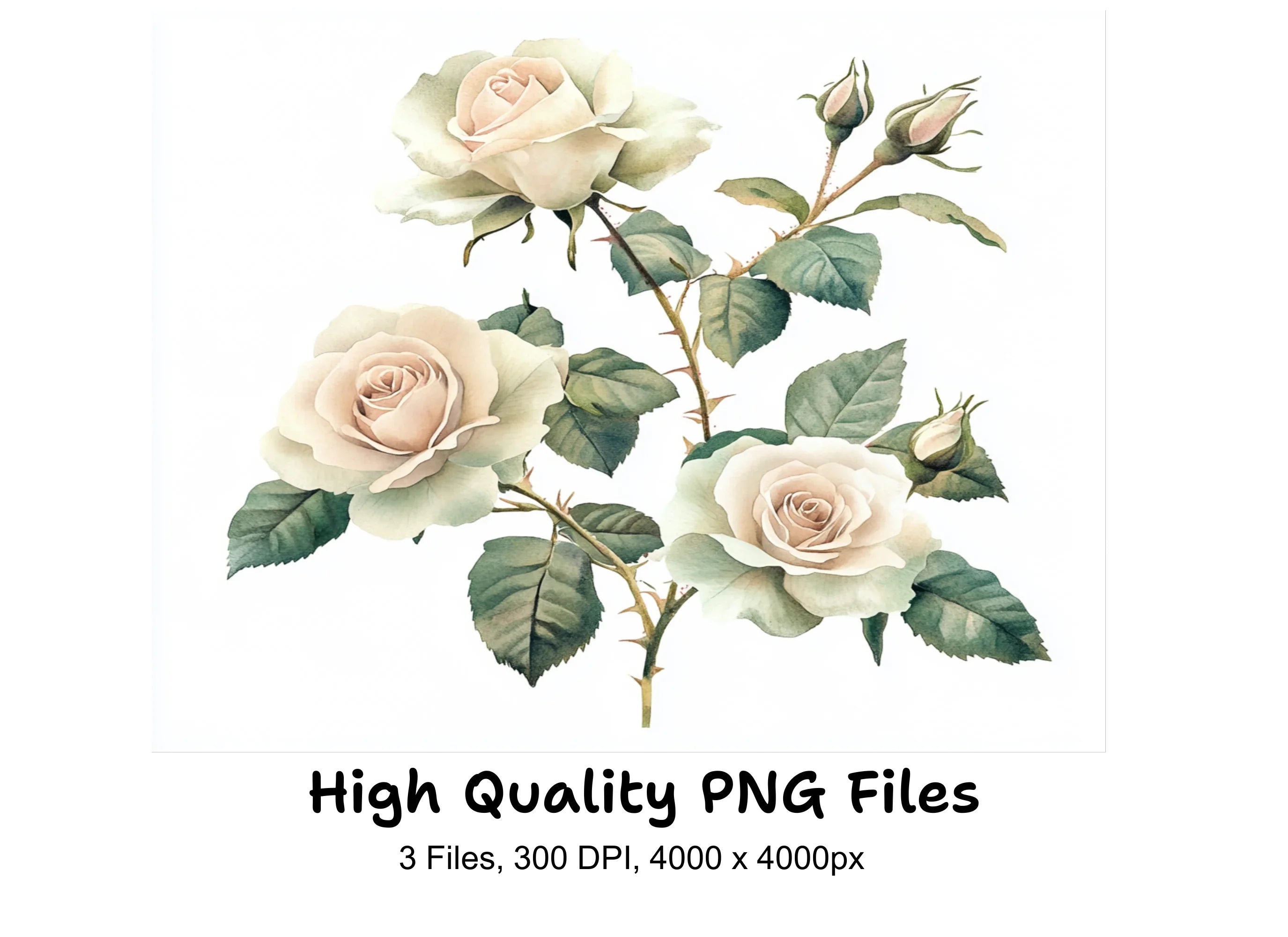 Elegant White Rose Clipart Bundle