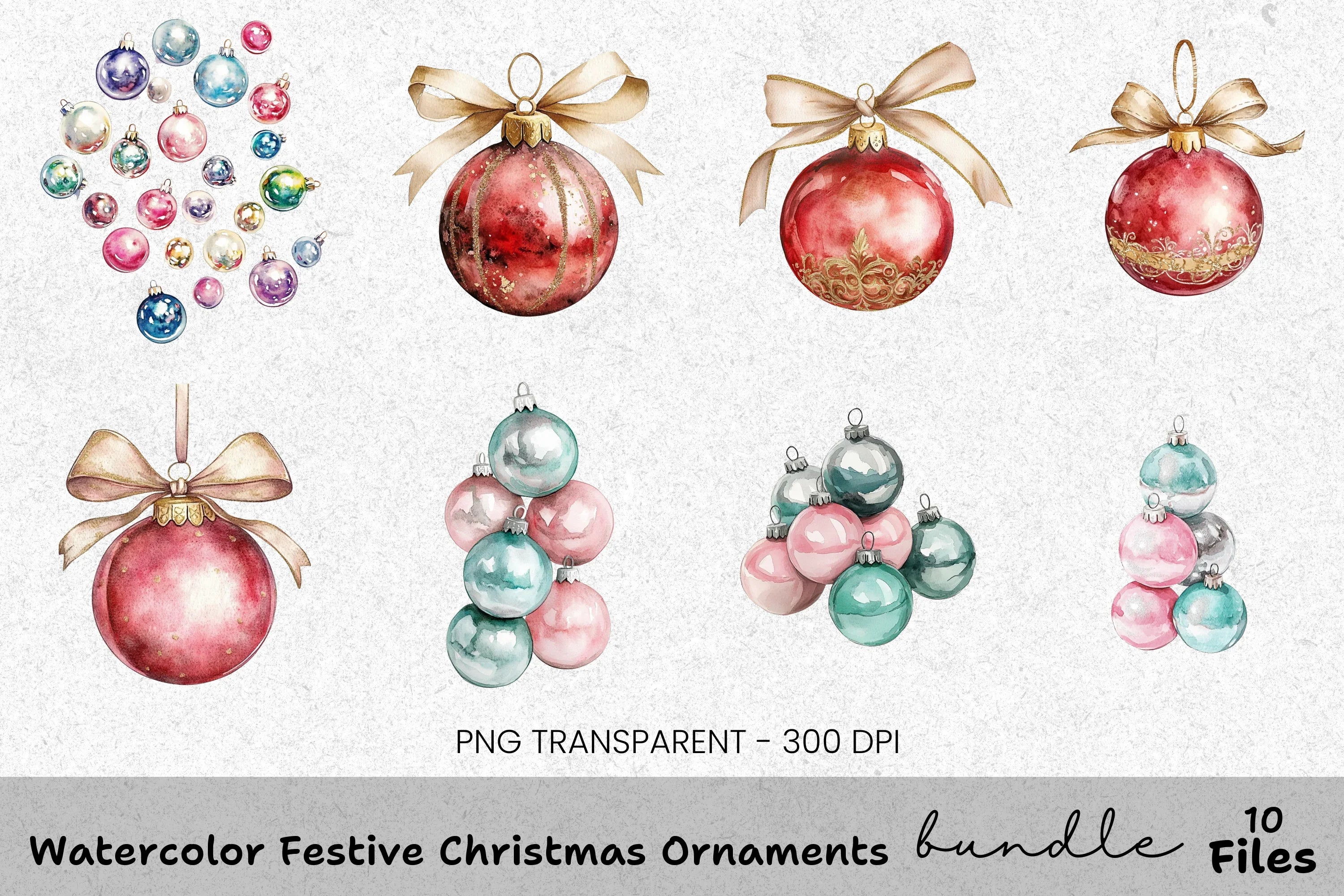 Festive Christmas Ornaments Clipart Bundle