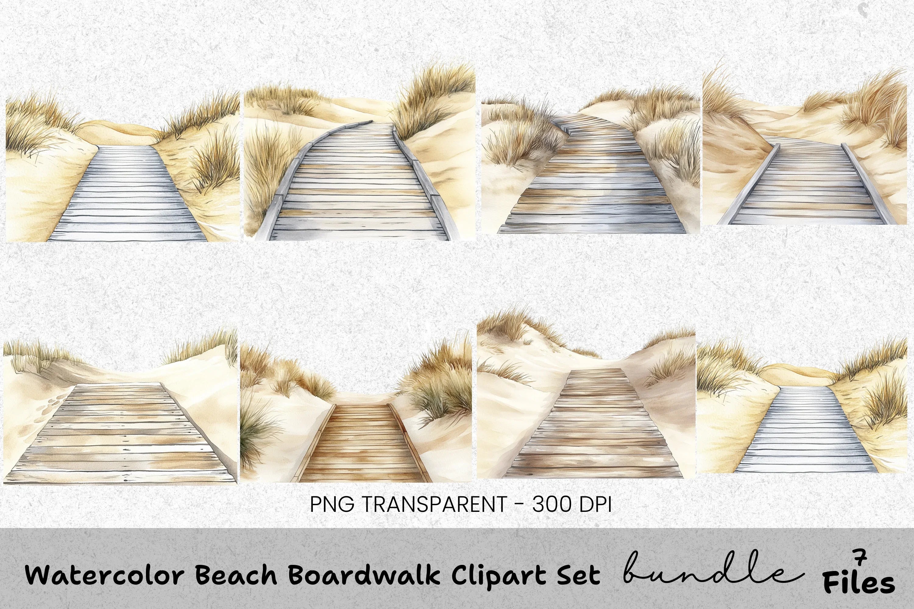 Beach Boardwalk Clipart Bundle