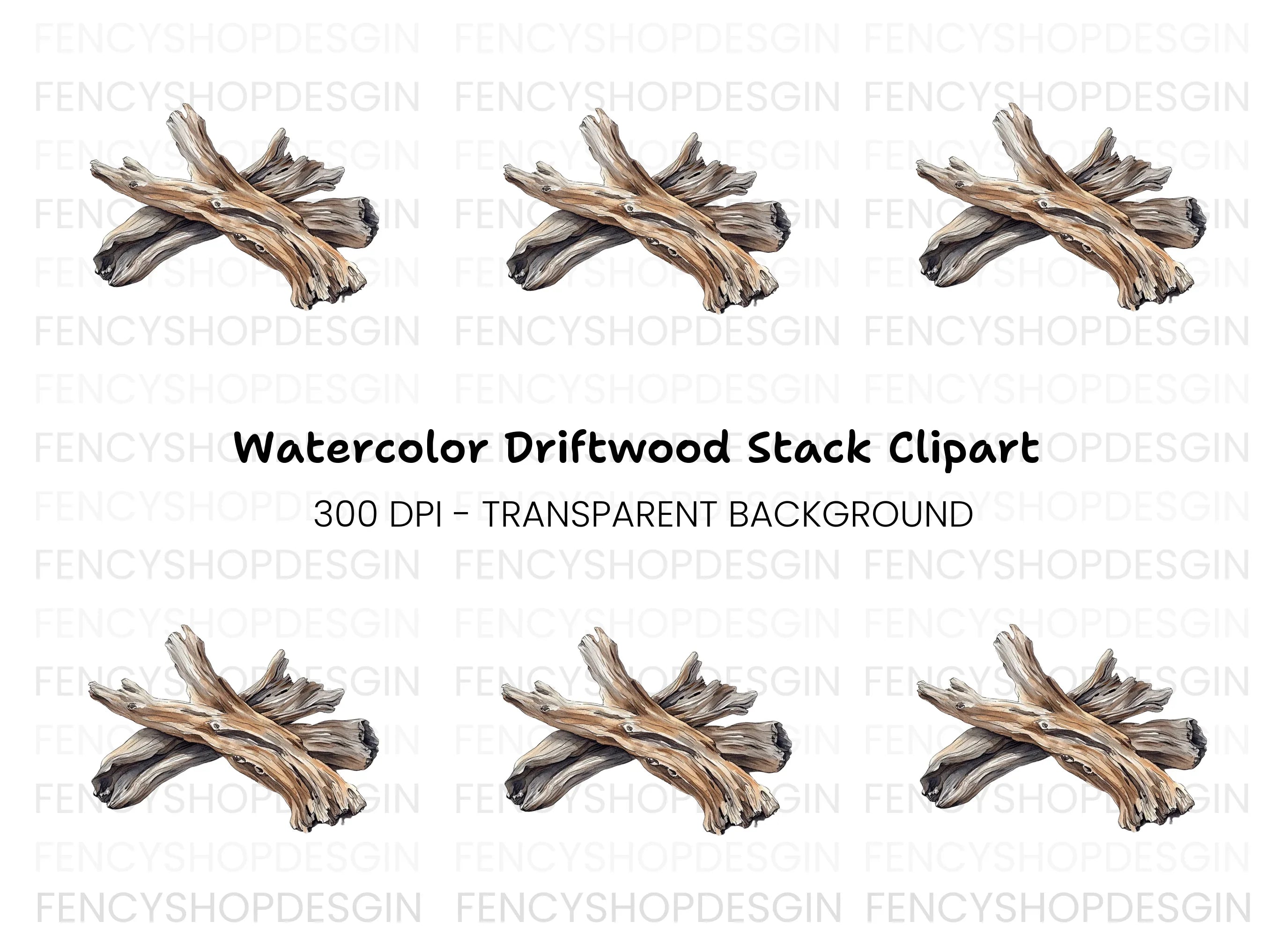 Rustic Driftwood Clipart Bundle