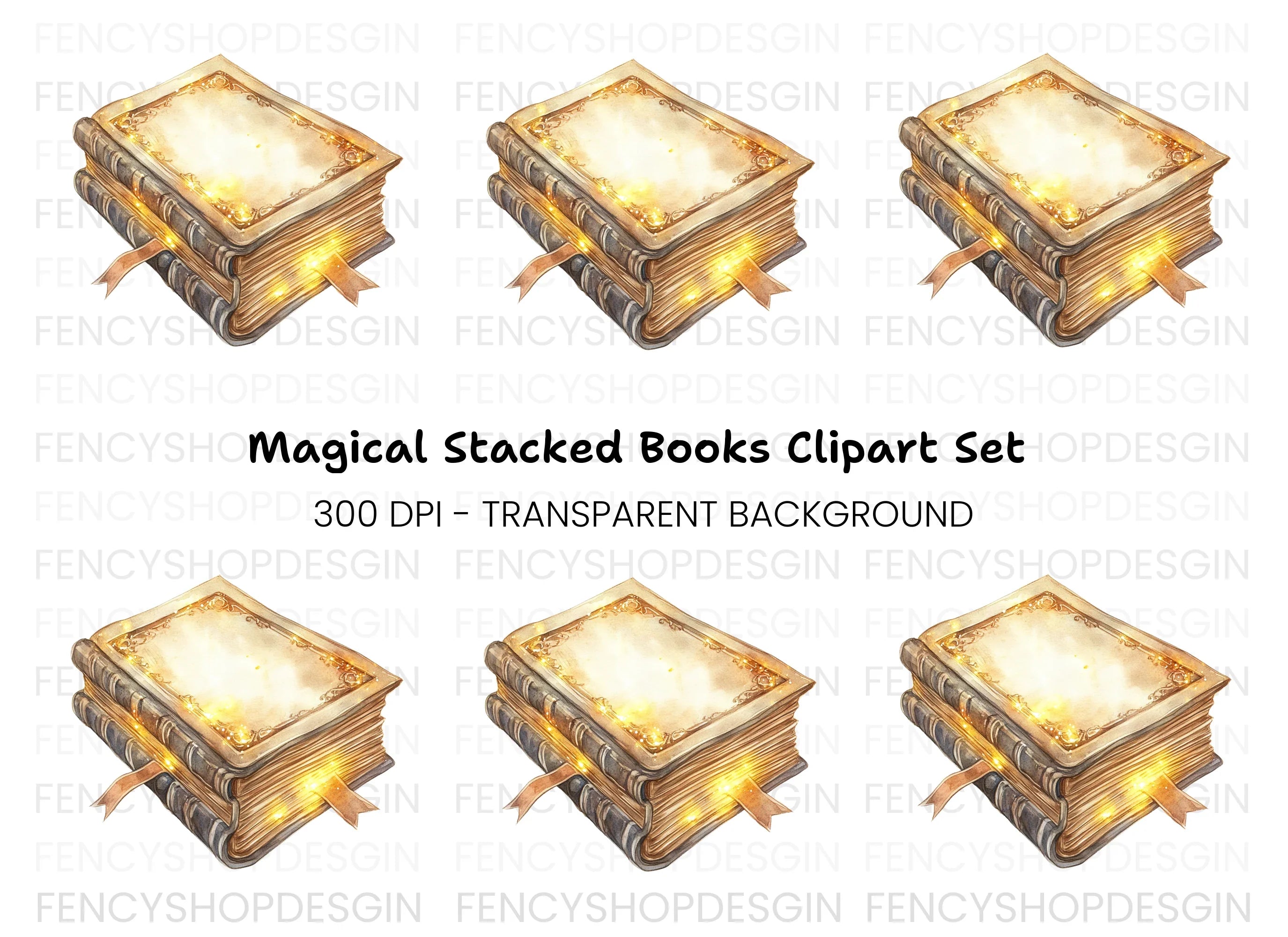 Magical Stack of Books Clipart Bundle