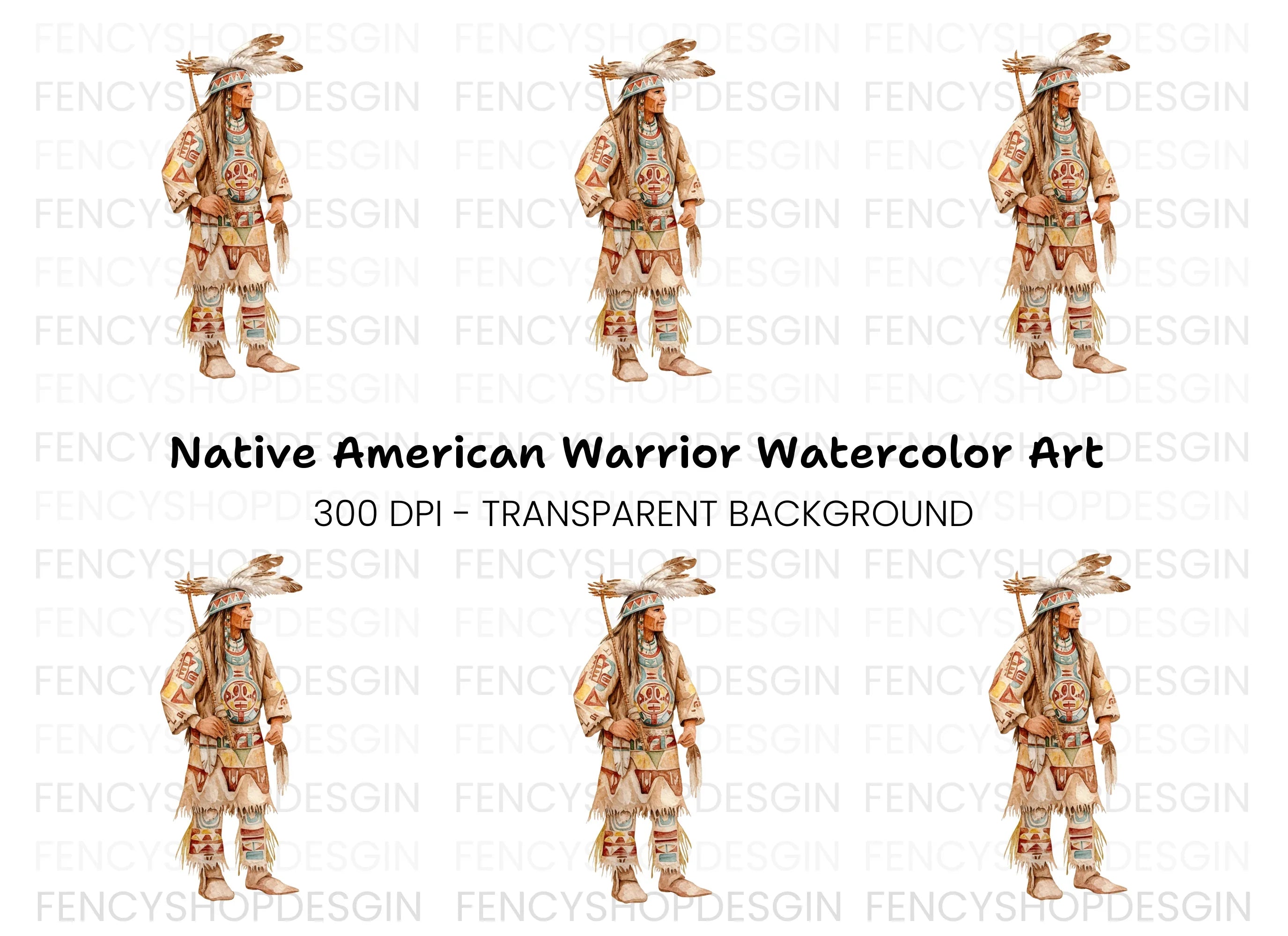 Native American Man Traditional Attire Clipart Bundle