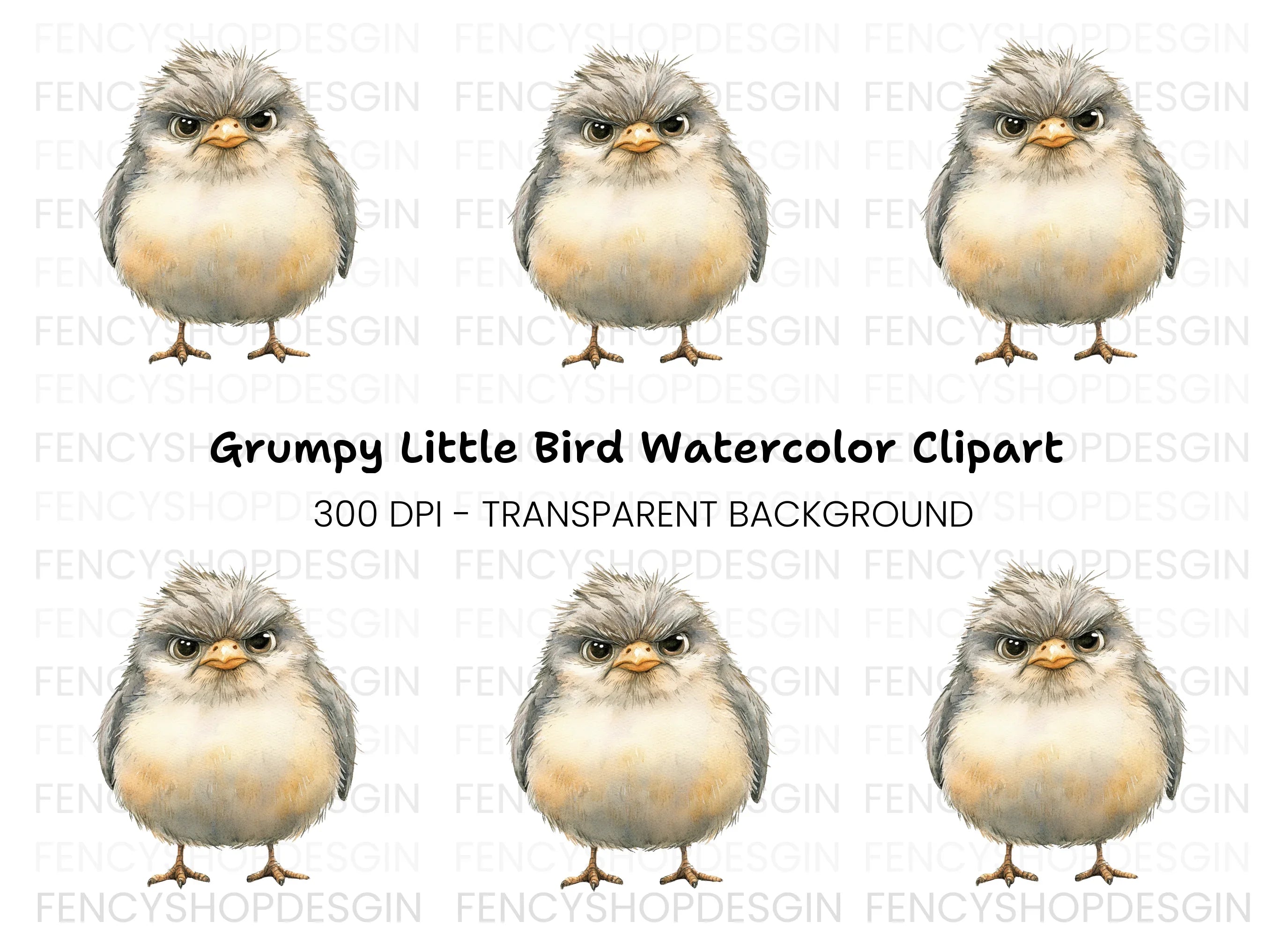 Furious Chick Illustration Clipart Bundle