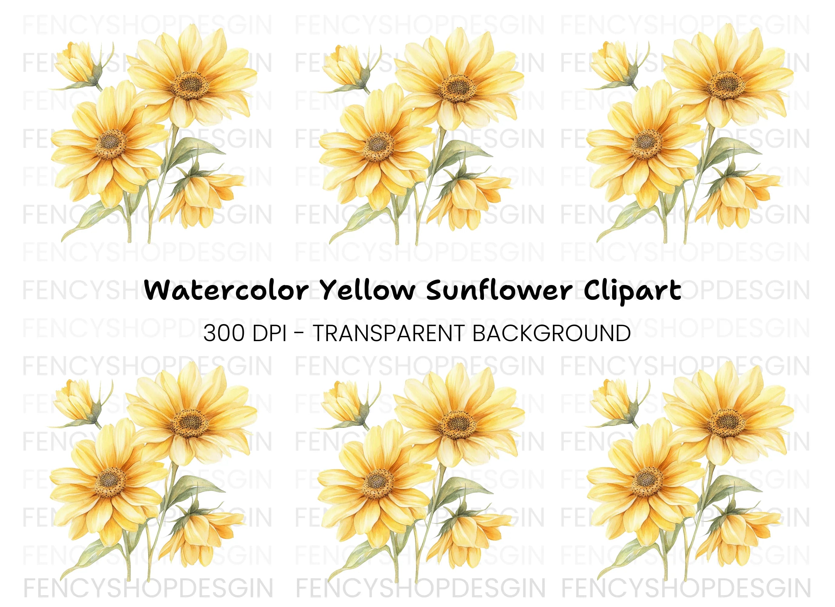 Yellow Daisy Clipart Bundle